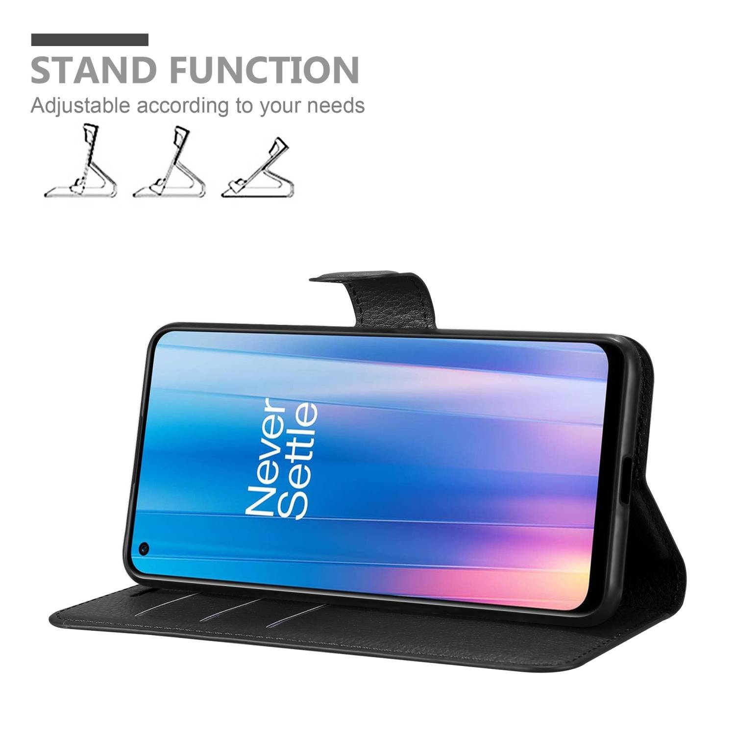 Cadorabo Hülle für OnePlus Nord CE 2 5G Schutz Hülle in Schwarz Handyhülle Etui Case Cover Magnetverschluss