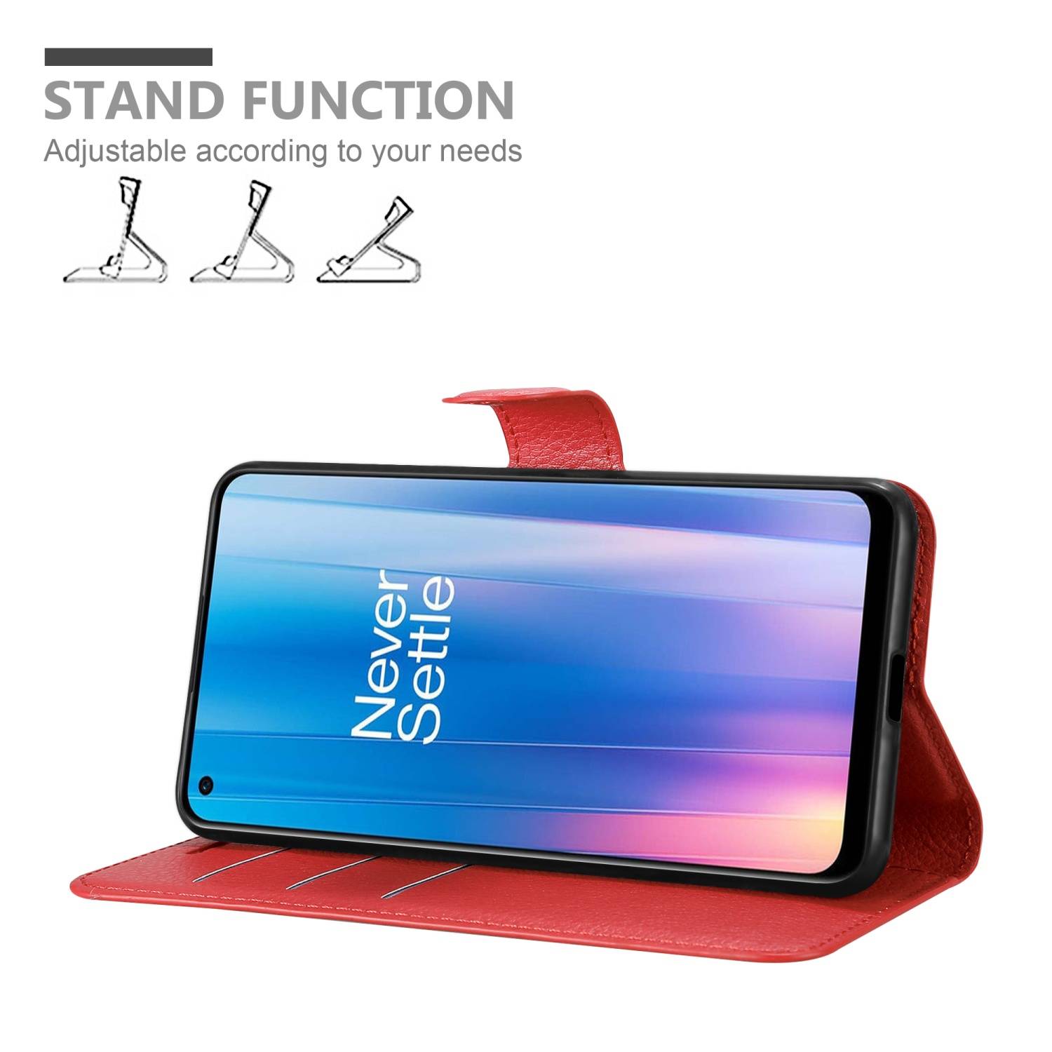 Cadorabo Hülle für OnePlus Nord CE 2 5G Schutz Hülle in Rot Handyhülle Etui Case Cover Magnetverschluss
