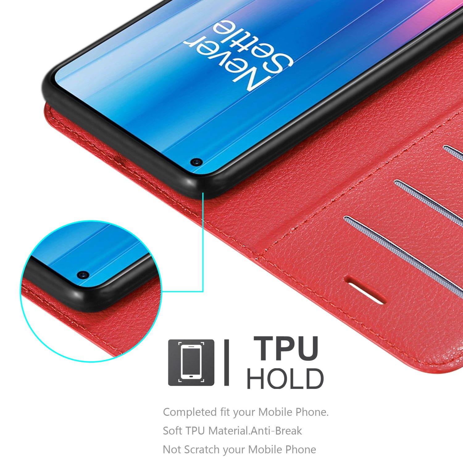 Cadorabo Hülle für OnePlus Nord CE 2 5G Schutz Hülle in Rot Handyhülle Etui Case Cover Magnetverschluss