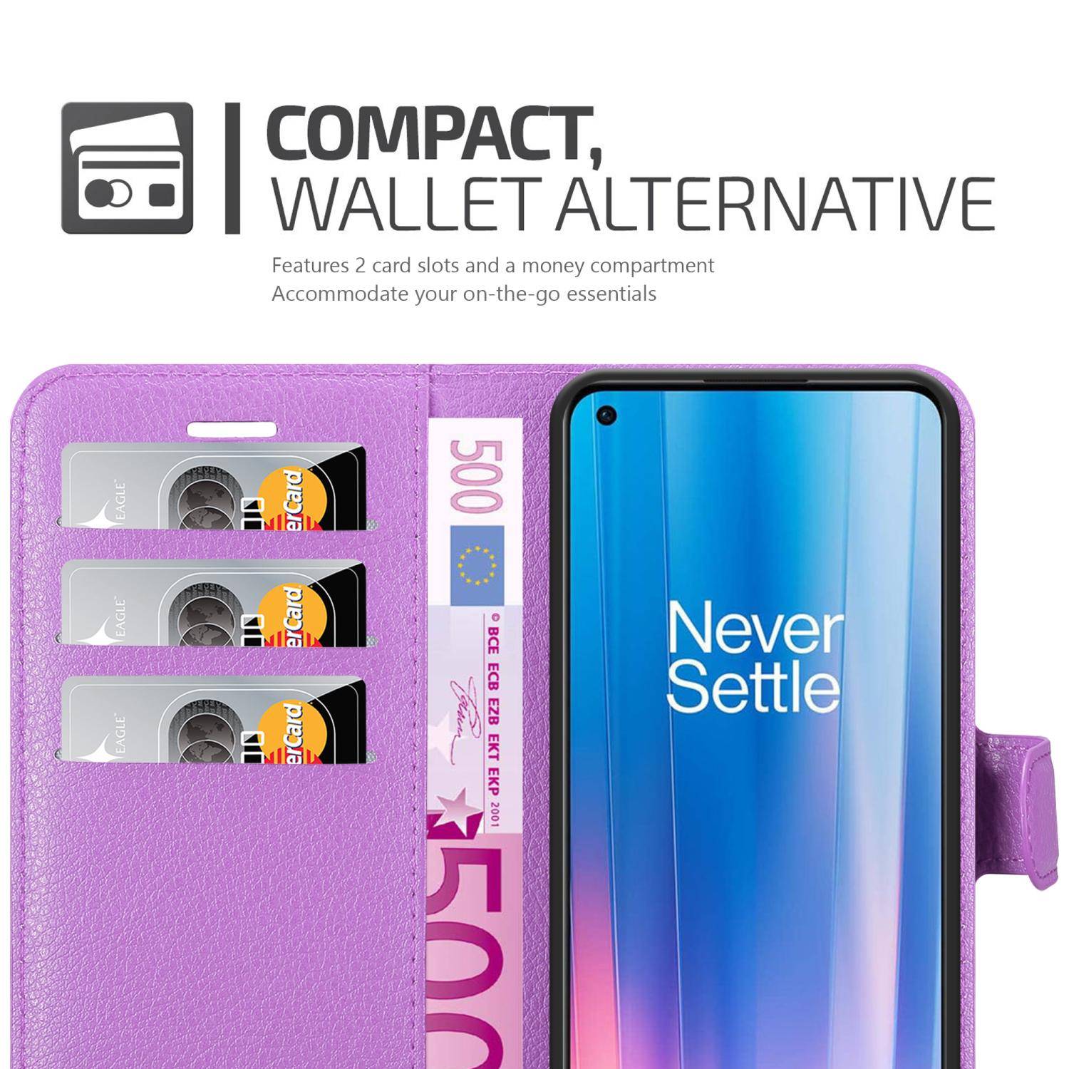 Cadorabo Hülle für OnePlus Nord CE 2 5G Schutz Hülle in Lila Handyhülle Etui Case Cover Magnetverschluss