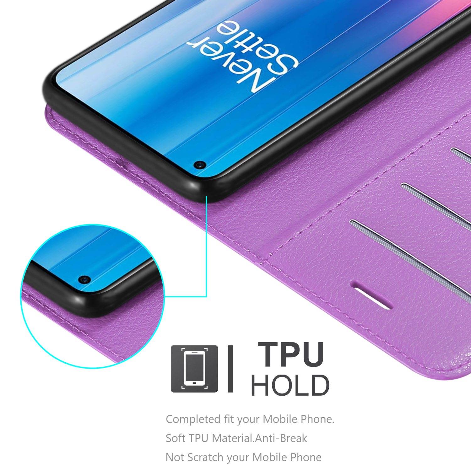 Cadorabo Hülle für OnePlus Nord CE 2 5G Schutz Hülle in Lila Handyhülle Etui Case Cover Magnetverschluss