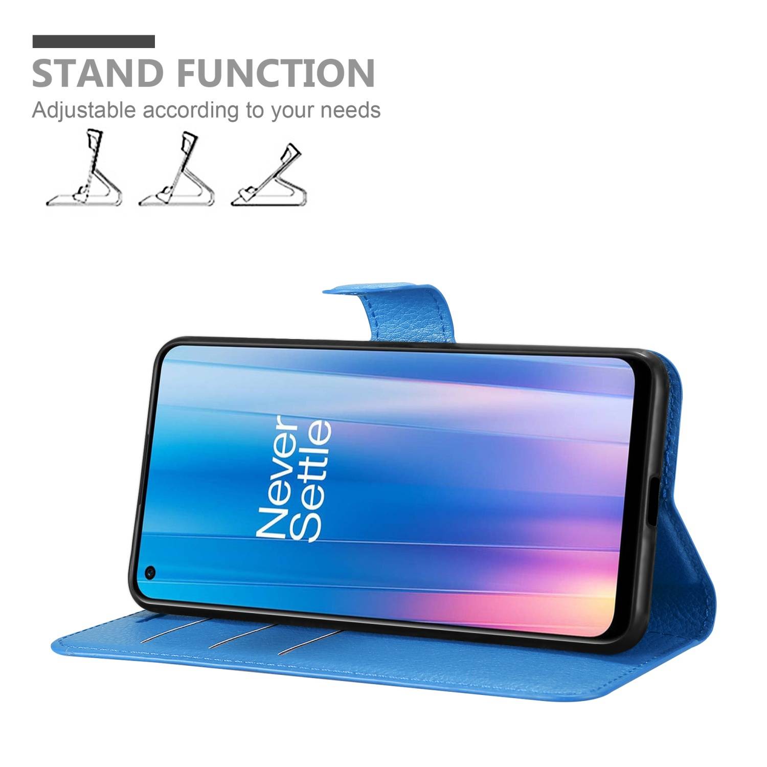 Cadorabo Hülle für OnePlus Nord CE 2 5G Schutz Hülle in Blau Handyhülle Etui Case Cover Magnetverschluss