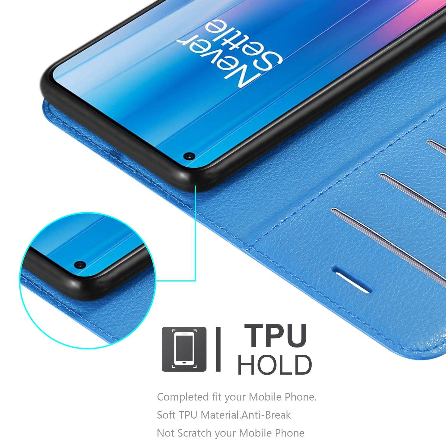 Cadorabo Hülle für OnePlus Nord CE 2 5G Schutz Hülle in Blau Handyhülle Etui Case Cover Magnetverschluss
