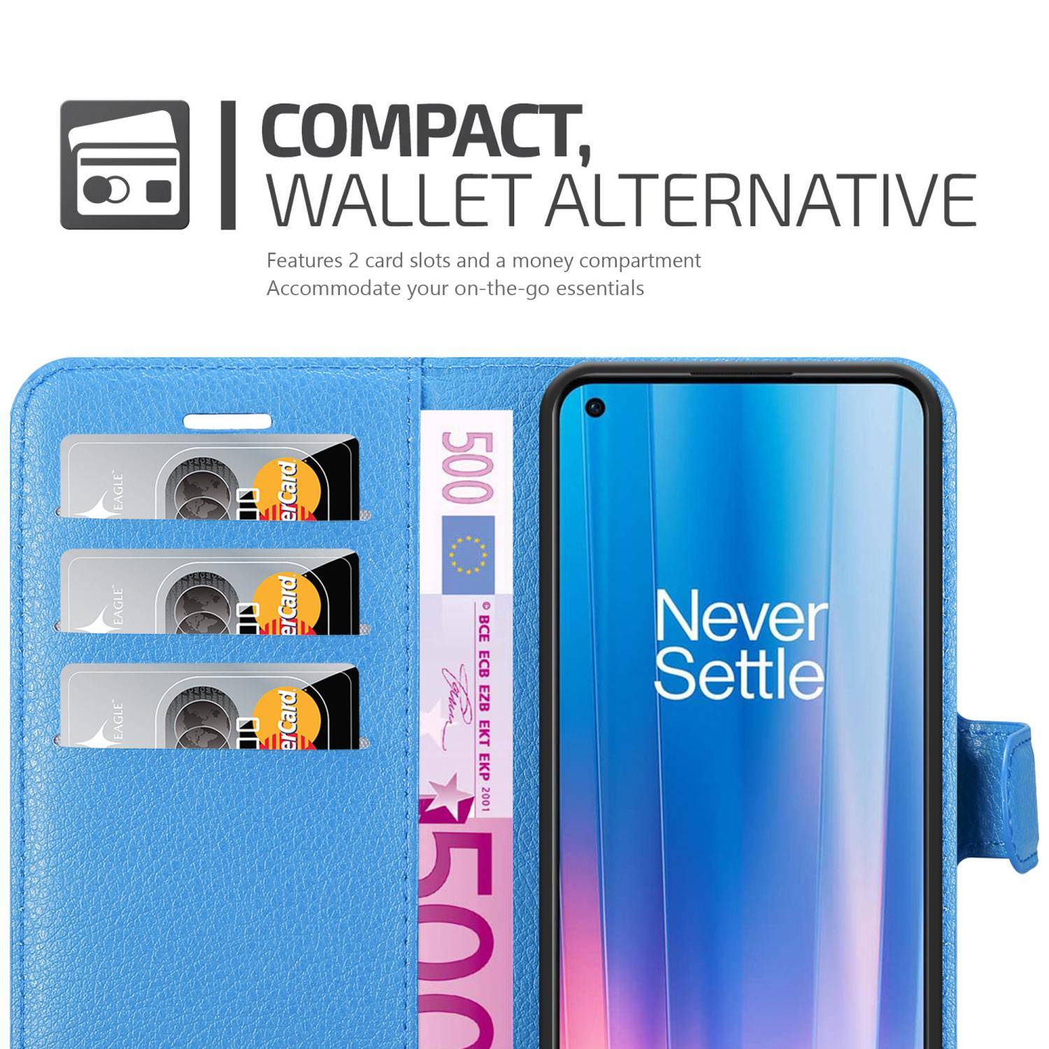 Cadorabo Hülle für OnePlus Nord CE 2 5G Schutz Hülle in Blau Handyhülle Etui Case Cover Magnetverschluss