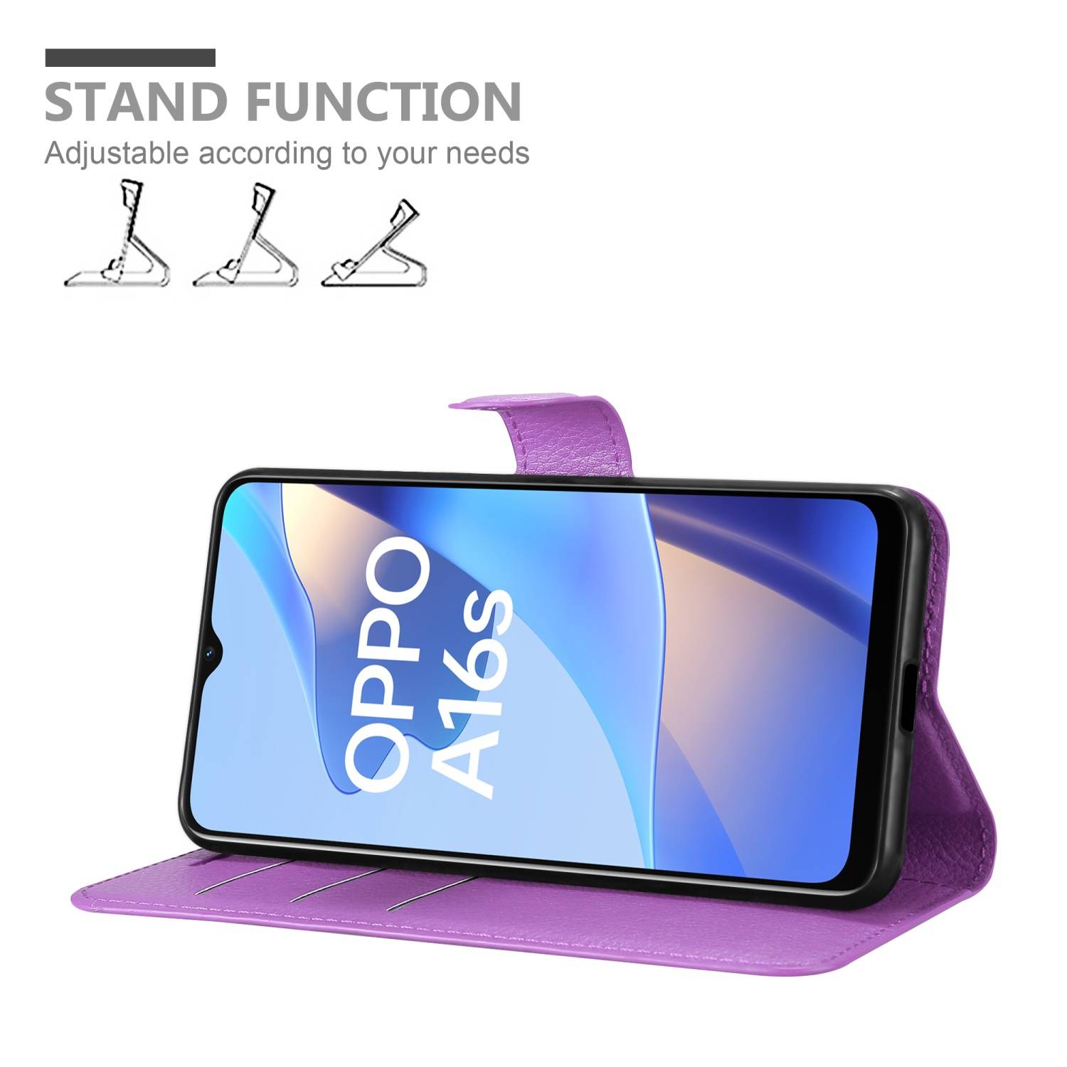 Cadorabo Hülle für Oppo A16s / A54s Schutz Hülle in Lila Handyhülle Etui Case Cover Magnetverschluss