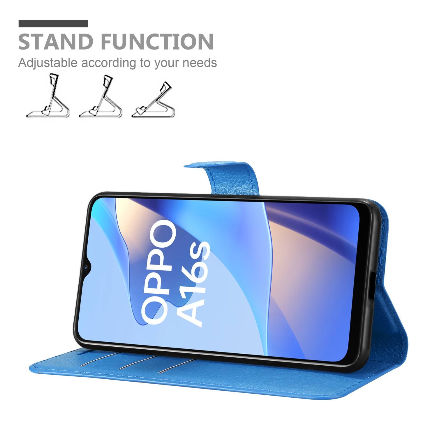 Cadorabo Hülle für Oppo A16s / A54s Schutz Hülle in Blau Handyhülle Etui Case Cover Magnetverschluss