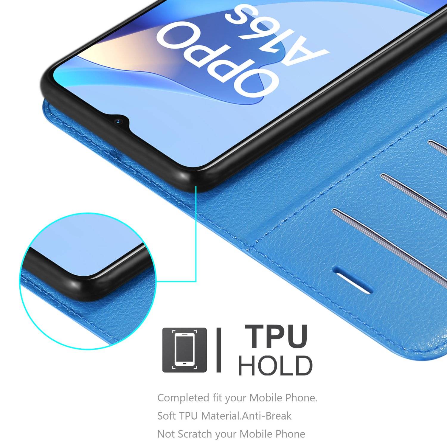 Cadorabo Hülle für Oppo A16s / A54s Schutz Hülle in Blau Handyhülle Etui Case Cover Magnetverschluss