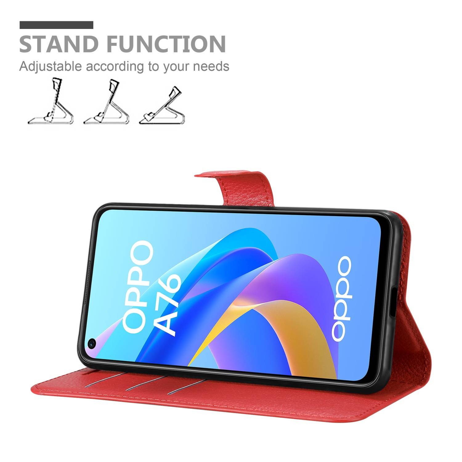 Cadorabo Hülle für Oppo A36 / A76 / A96 4G / K10 4G / Realme 9i Schutz Hülle in Rot Handyhülle Etui Case Cover