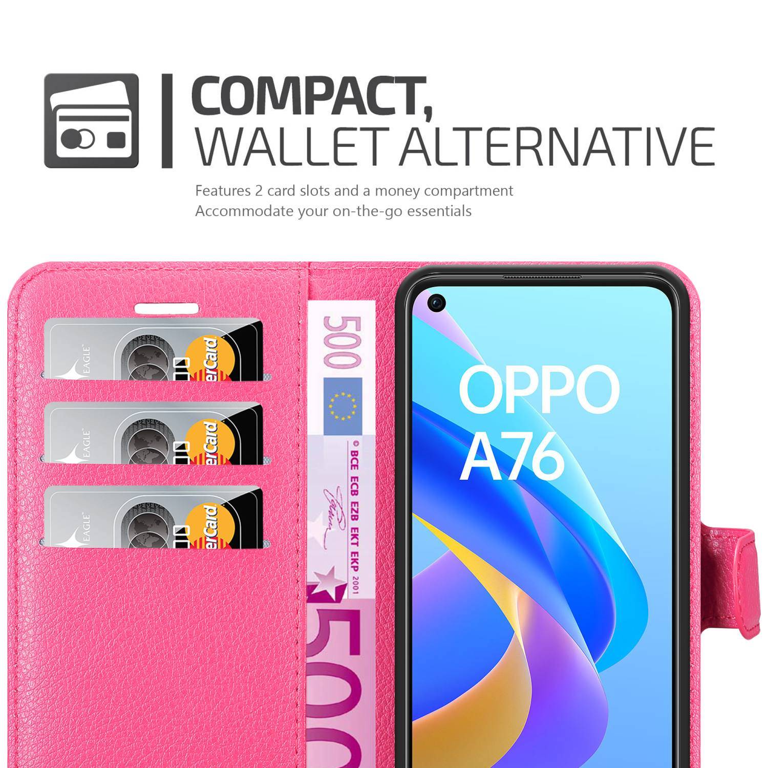 Cadorabo Hülle für Oppo A36 / A76 / A96 4G / K10 4G / Realme 9i Schutz Hülle in Pink Handyhülle Etui Case Cover