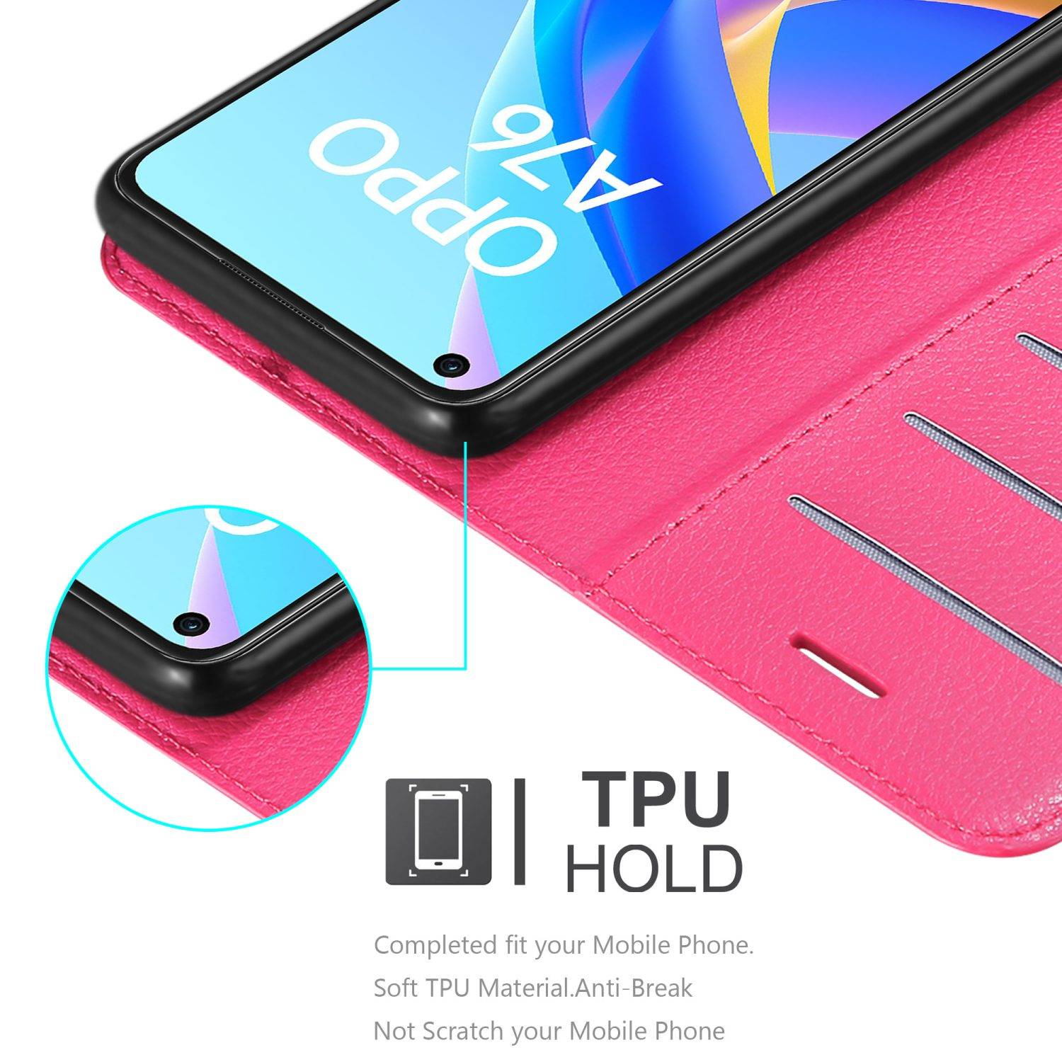 Cadorabo Hülle für Oppo A36 / A76 / A96 4G / K10 4G / Realme 9i Schutz Hülle in Pink Handyhülle Etui Case Cover