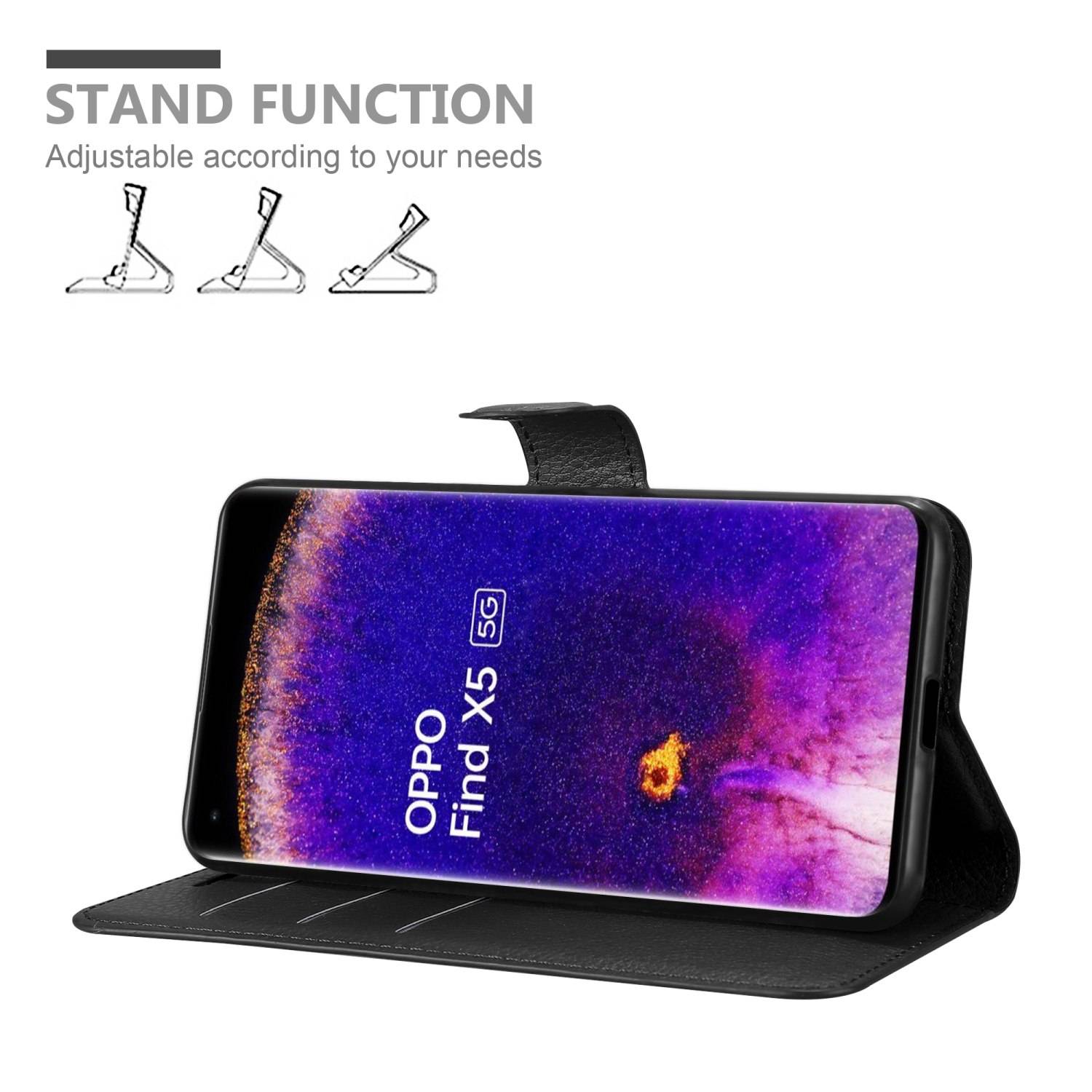 Cadorabo Hülle für Oppo FIND X5 Schutz Hülle in Schwarz Handyhülle Etui Case Cover Magnetverschluss