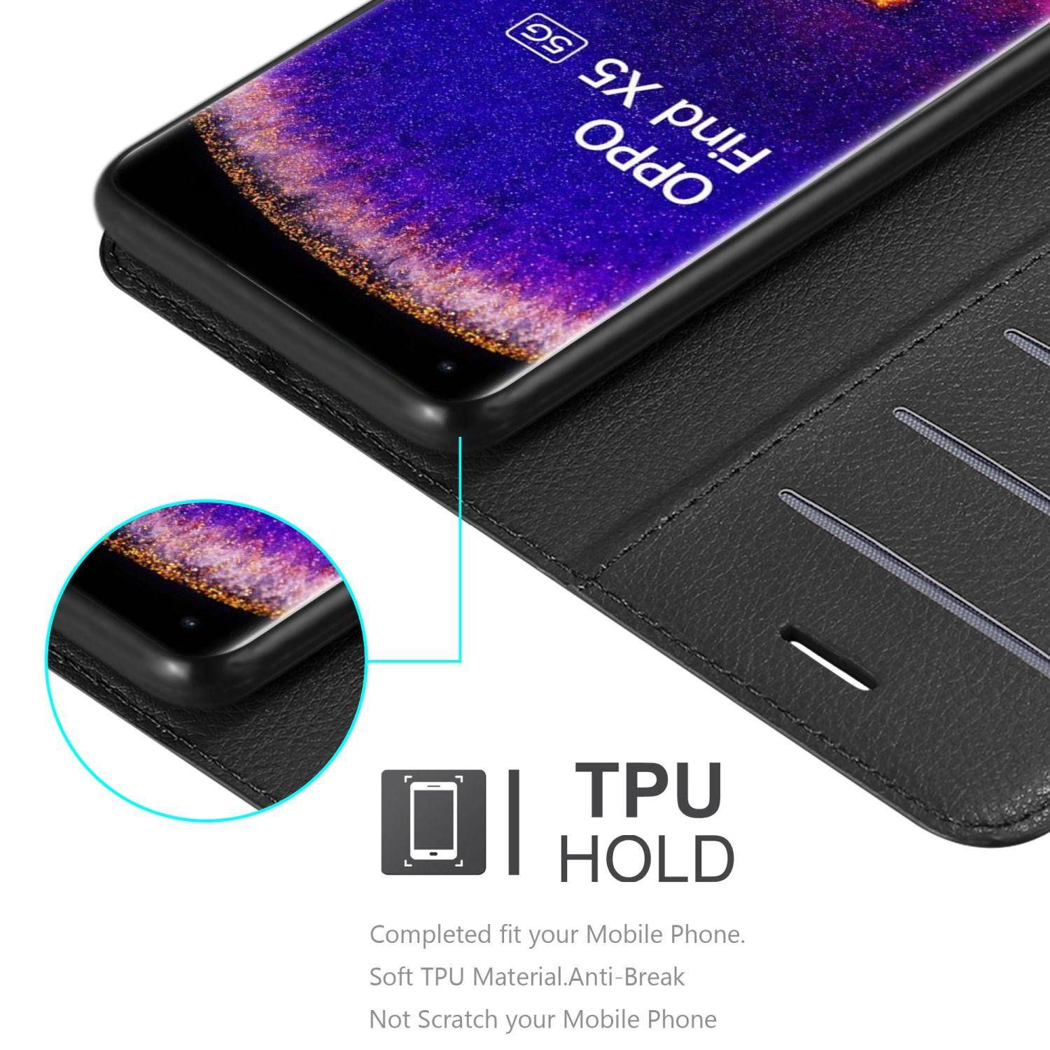 Cadorabo Hülle für Oppo FIND X5 Schutz Hülle in Schwarz Handyhülle Etui Case Cover Magnetverschluss