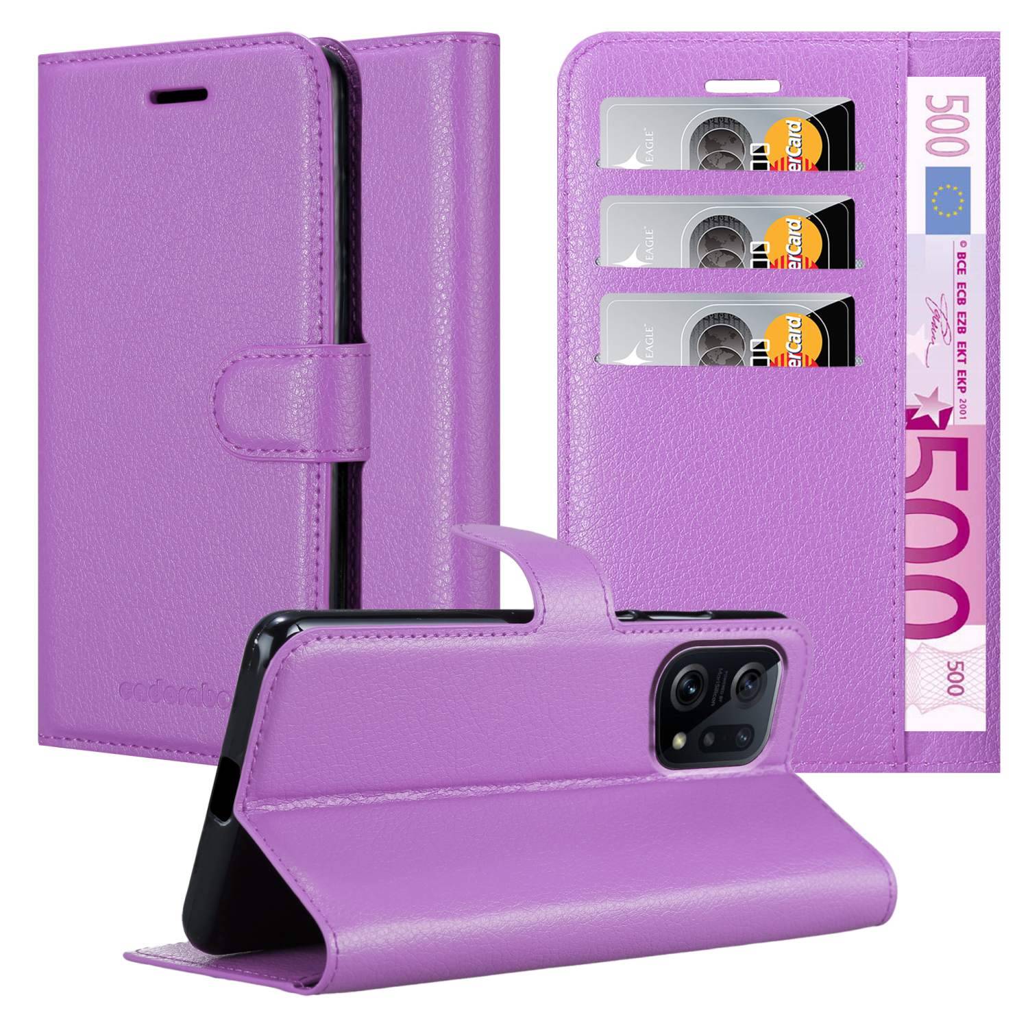 Cadorabo Hülle für Oppo FIND X5 Schutz Hülle in Lila Handyhülle Etui Case Cover Magnetverschluss