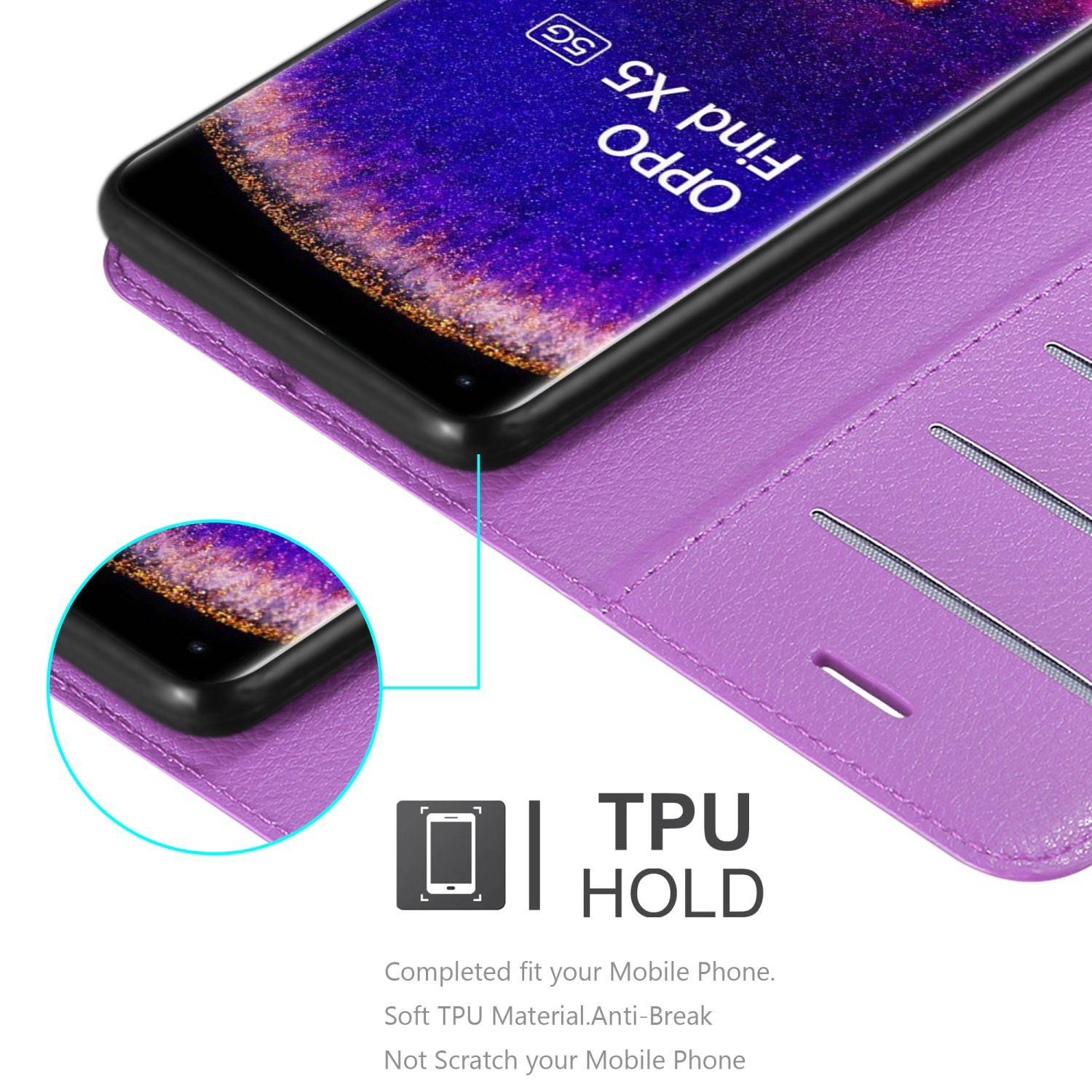 Cadorabo Hülle für Oppo FIND X5 Schutz Hülle in Lila Handyhülle Etui Case Cover Magnetverschluss
