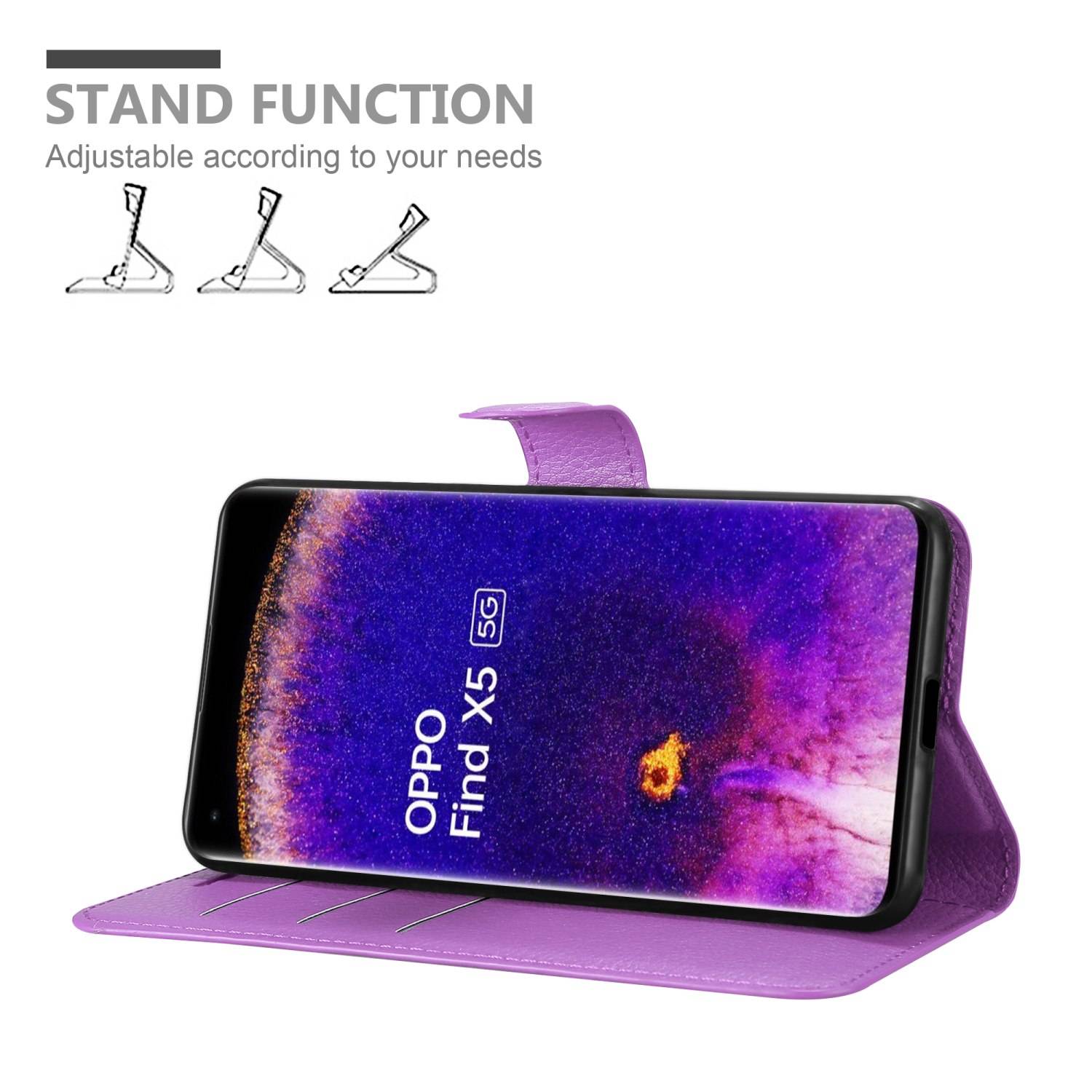 Cadorabo Hülle für Oppo FIND X5 Schutz Hülle in Lila Handyhülle Etui Case Cover Magnetverschluss