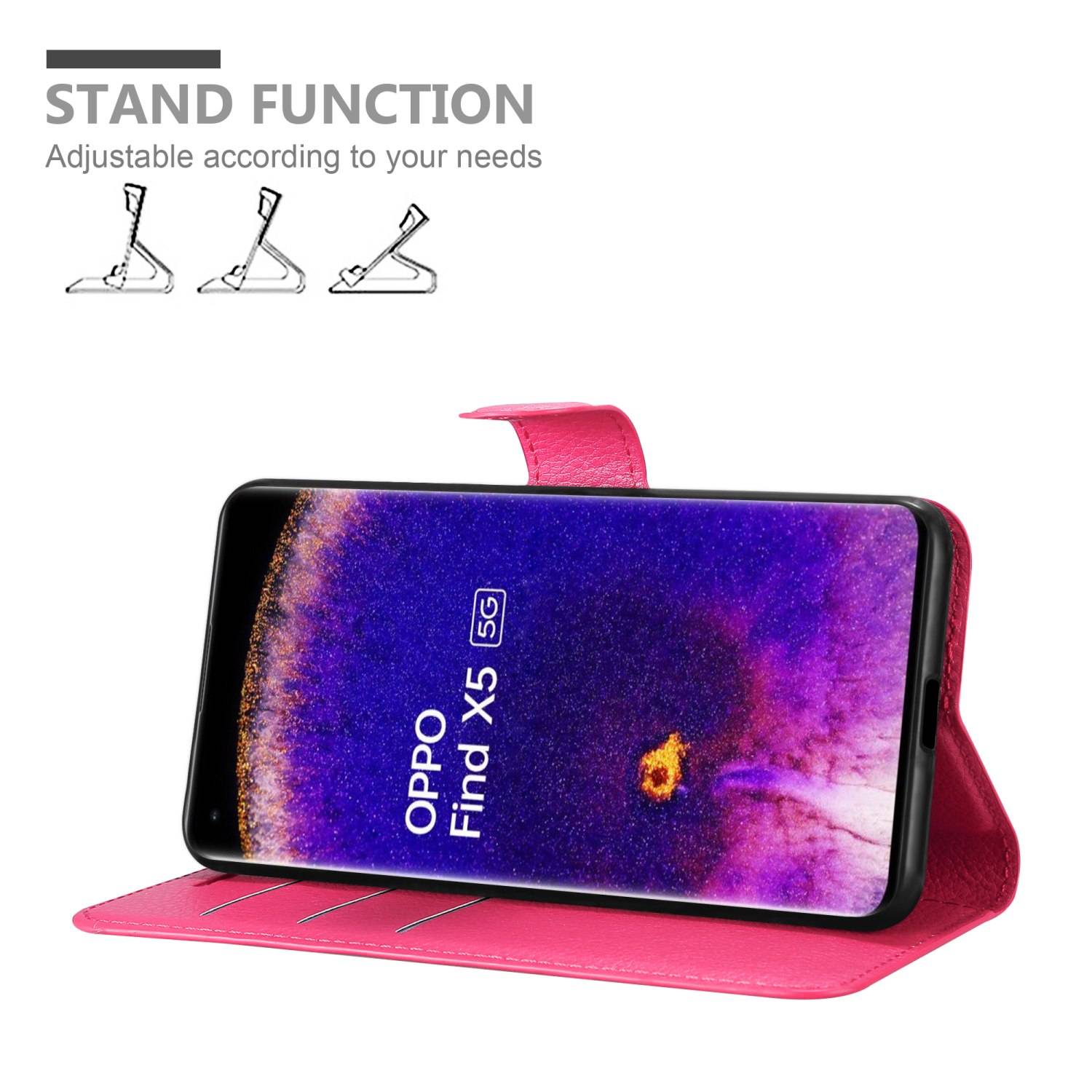 Cadorabo Hülle für Oppo FIND X5 Schutz Hülle in Pink Handyhülle Etui Case Cover Magnetverschluss