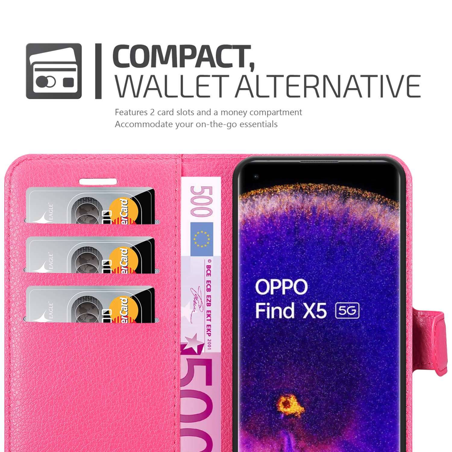 Cadorabo Hülle für Oppo FIND X5 Schutz Hülle in Pink Handyhülle Etui Case Cover Magnetverschluss