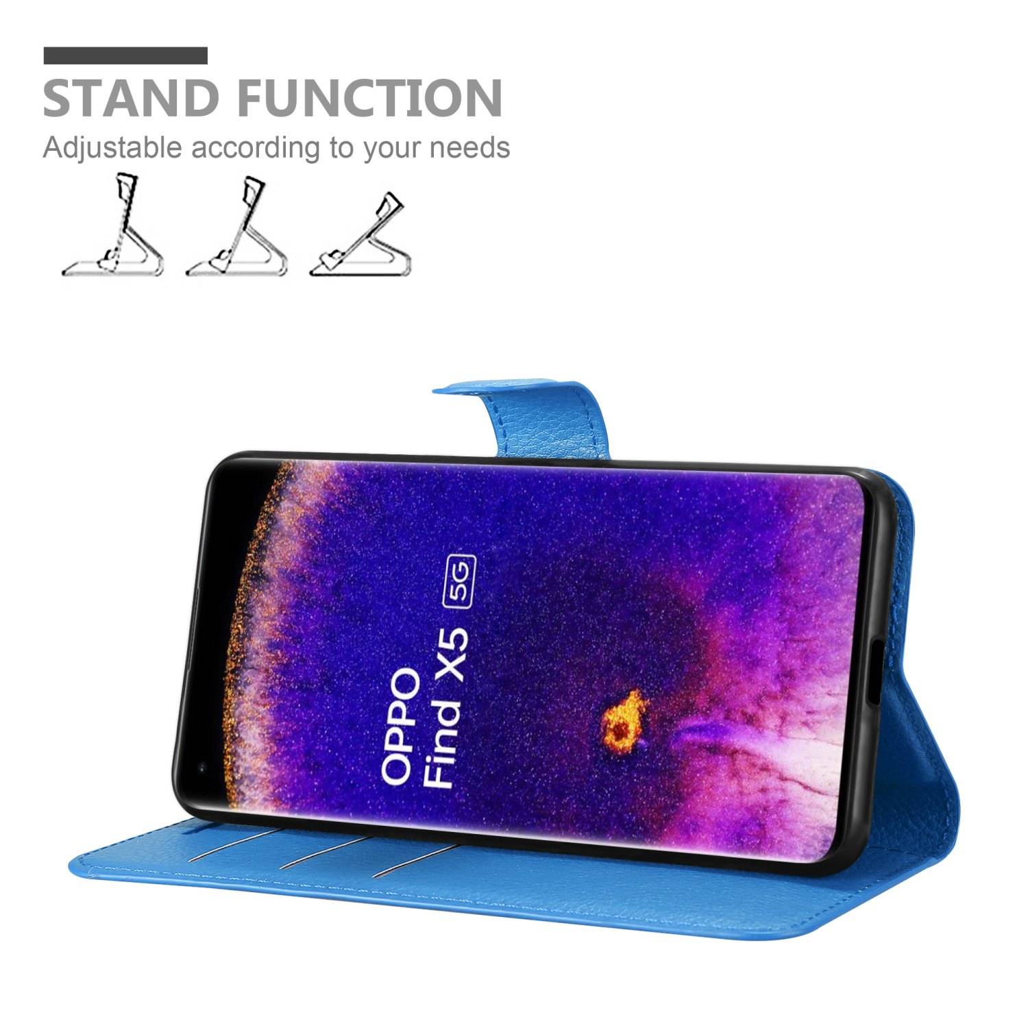 Cadorabo Hülle für Oppo FIND X5 Schutz Hülle in Blau Handyhülle Etui Case Cover Magnetverschluss