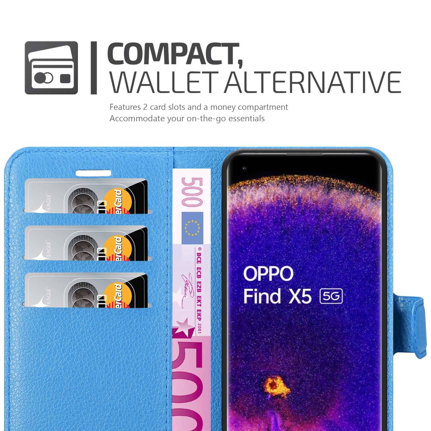 Cadorabo Hülle für Oppo FIND X5 Schutz Hülle in Blau Handyhülle Etui Case Cover Magnetverschluss