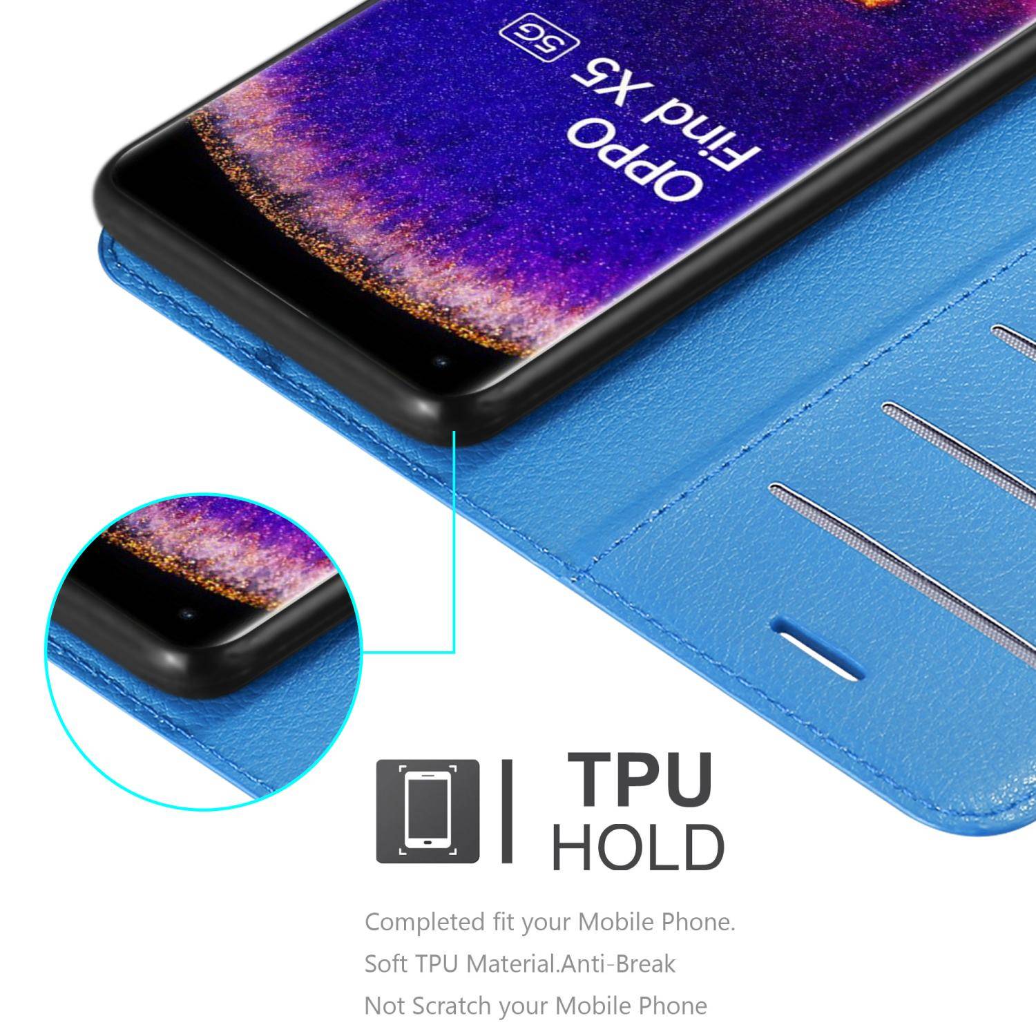 Cadorabo Hülle für Oppo FIND X5 Schutz Hülle in Blau Handyhülle Etui Case Cover Magnetverschluss