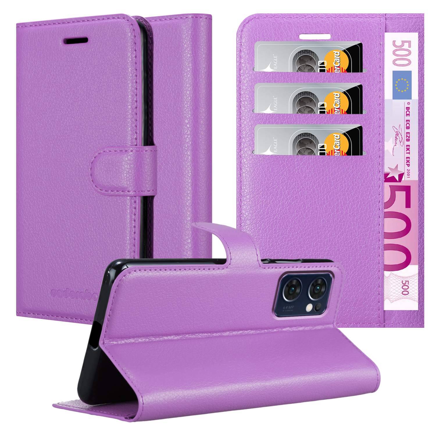 Cadorabo Hülle für Oppo FIND X5 LITE / Reno7 5G Schutz Hülle in Lila Handyhülle Etui Case Cover Magnetverschluss