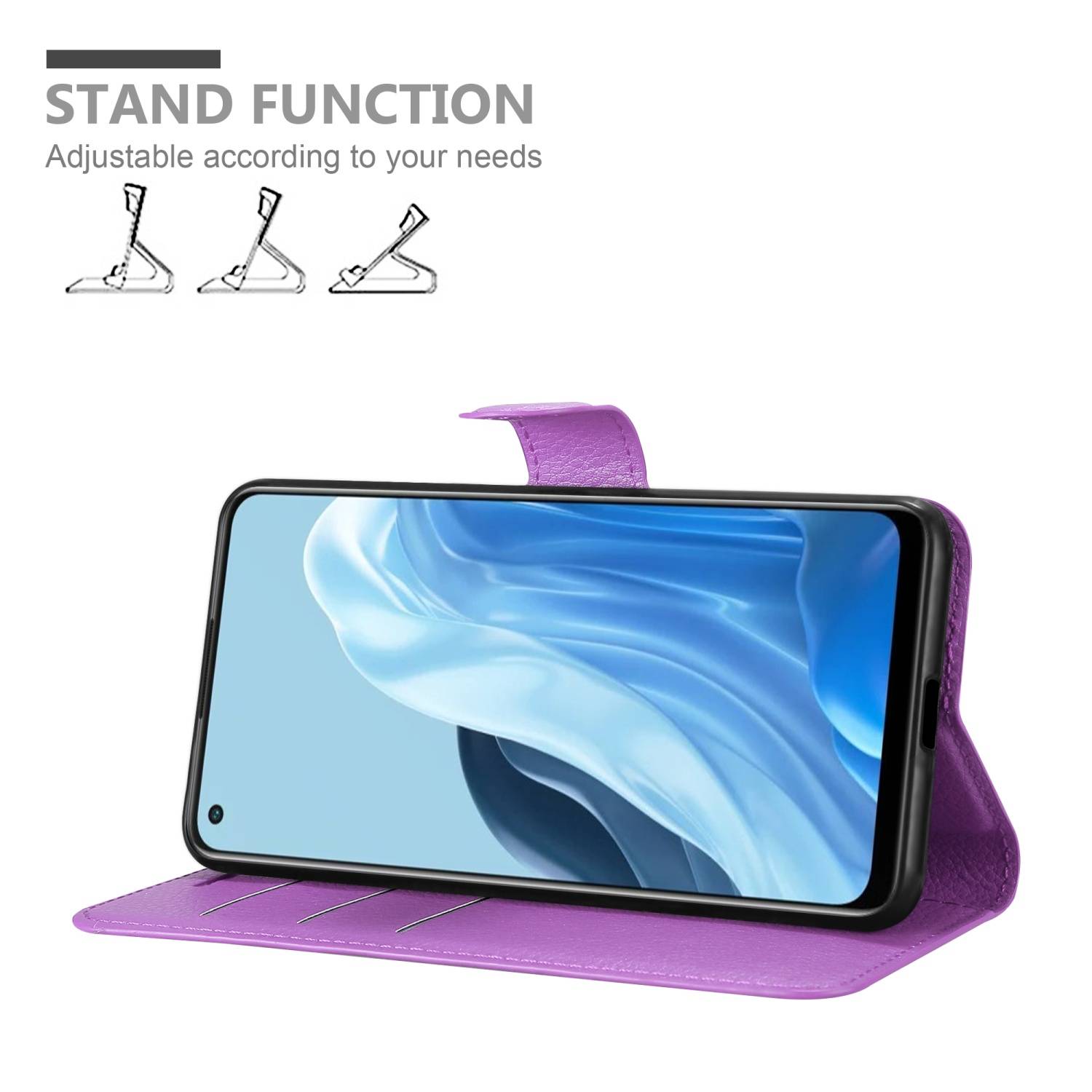 Cadorabo Hülle für Oppo FIND X5 LITE / Reno7 5G Schutz Hülle in Lila Handyhülle Etui Case Cover Magnetverschluss