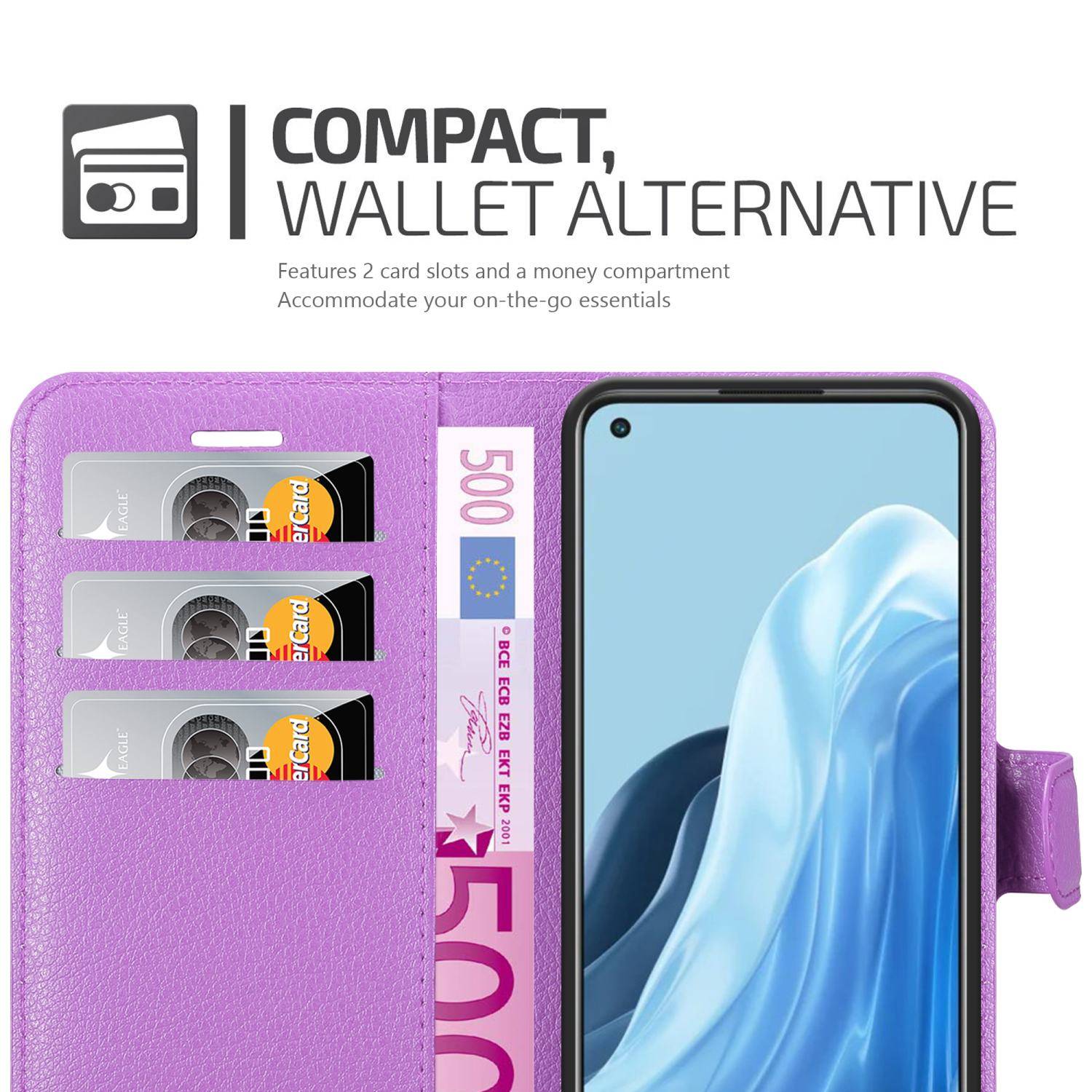 Cadorabo Hülle für Oppo FIND X5 LITE / Reno7 5G Schutz Hülle in Lila Handyhülle Etui Case Cover Magnetverschluss