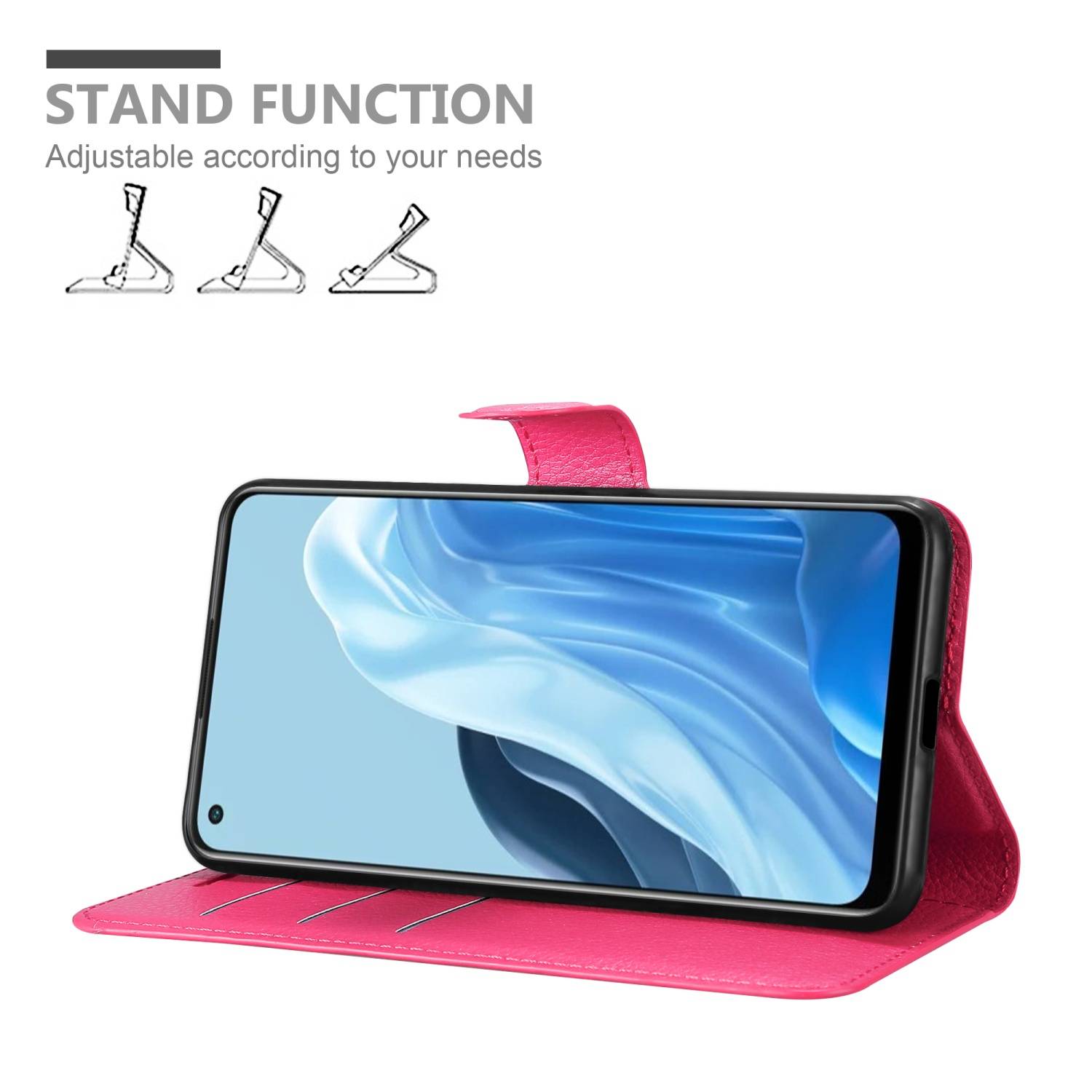 Cadorabo Hülle für Oppo FIND X5 LITE / Reno7 5G Schutz Hülle in Pink Handyhülle Etui Case Cover Magnetverschluss