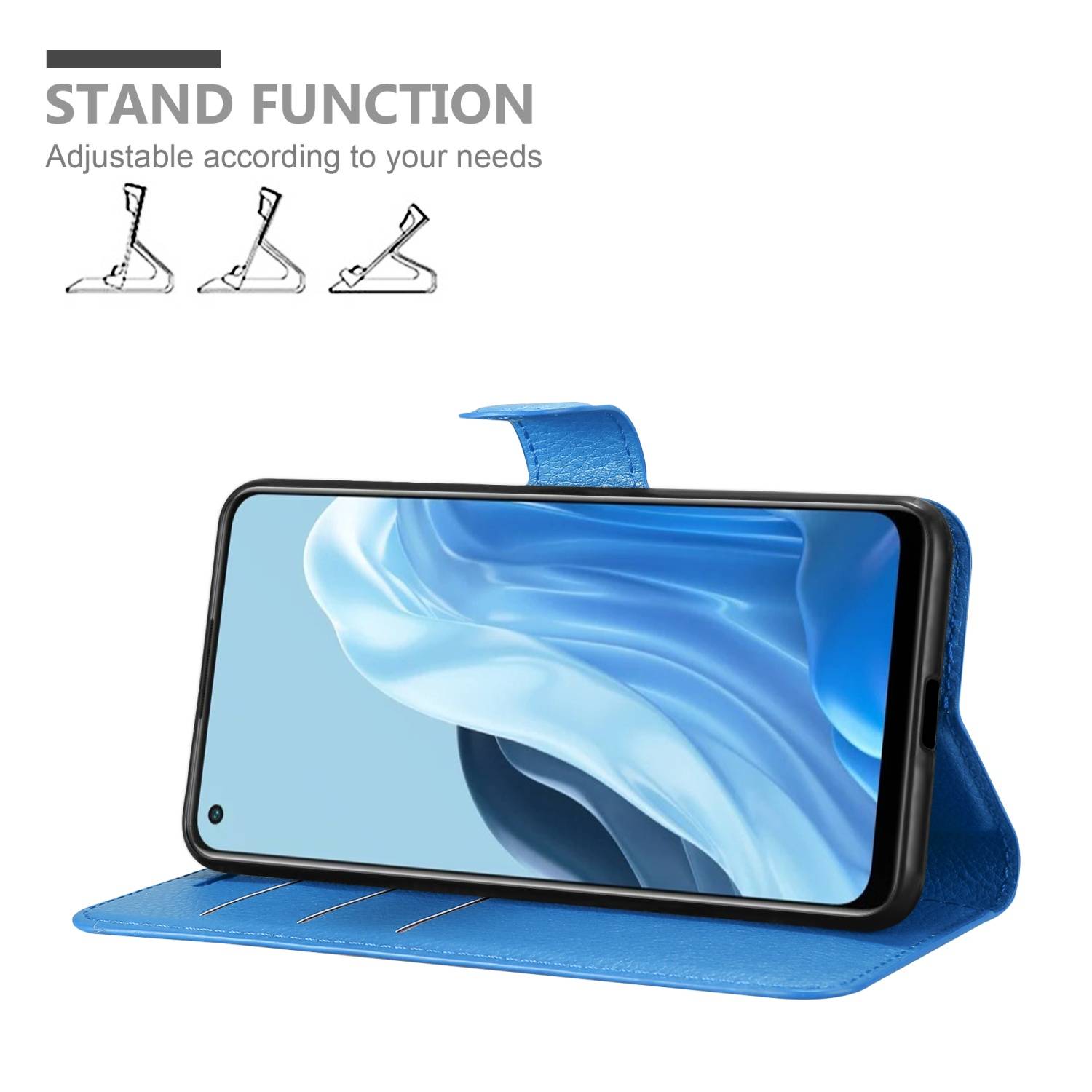 Cadorabo Hülle für Oppo FIND X5 LITE / Reno7 5G Schutz Hülle in Blau Handyhülle Etui Case Cover Magnetverschluss