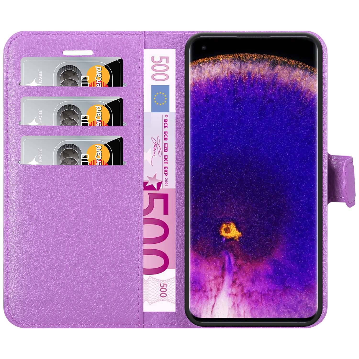 Cadorabo Hülle für Oppo FIND X5 PRO Schutz Hülle in Lila Handyhülle Etui Case Cover Magnetverschluss