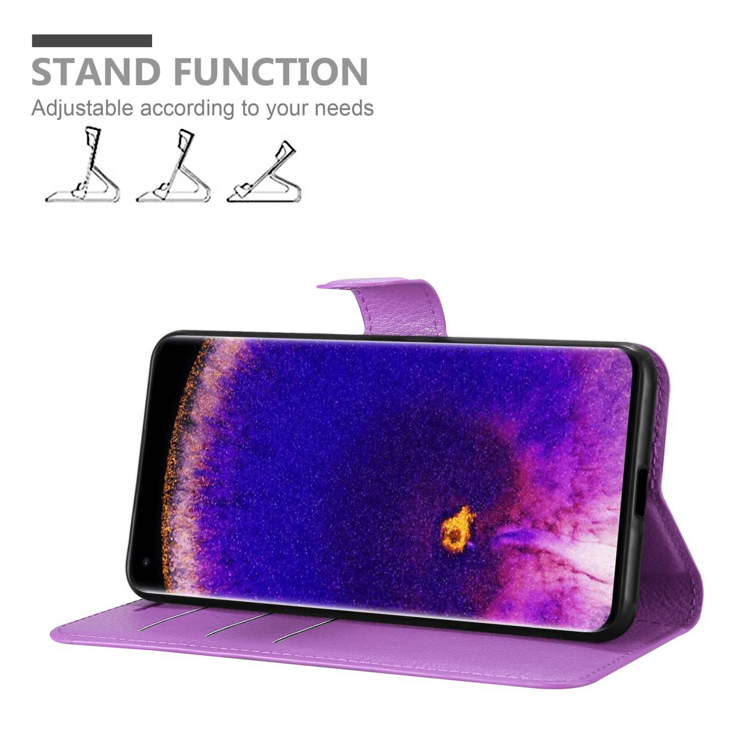 Cadorabo Hülle für Oppo FIND X5 PRO Schutz Hülle in Lila Handyhülle Etui Case Cover Magnetverschluss