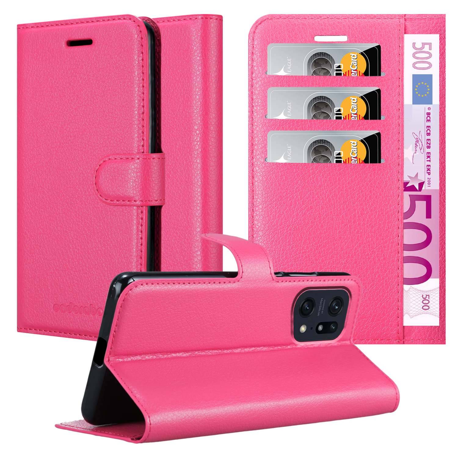 Cadorabo Hülle für Oppo FIND X5 PRO Schutz Hülle in Pink Handyhülle Etui Case Cover Magnetverschluss