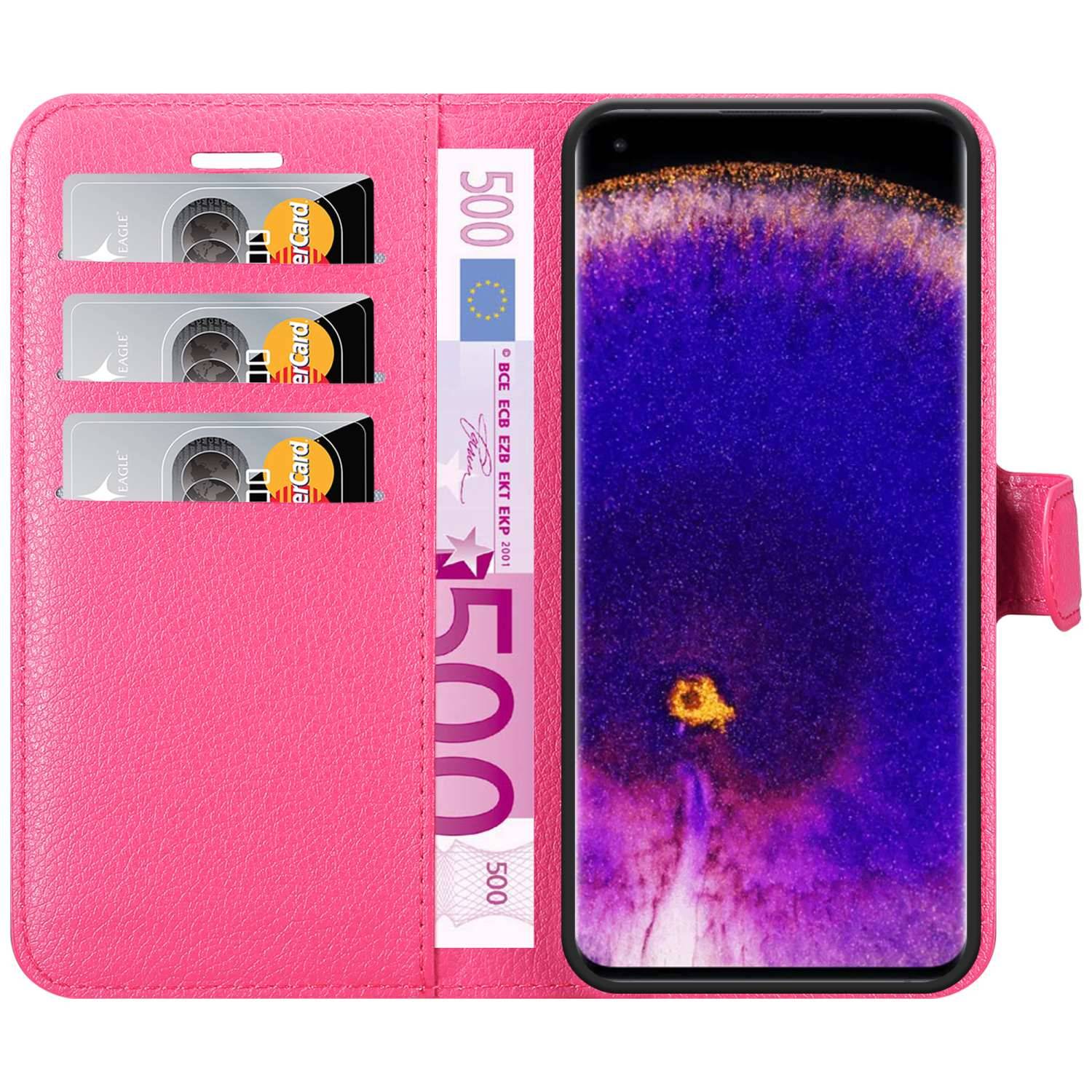 Cadorabo Hülle für Oppo FIND X5 PRO Schutz Hülle in Pink Handyhülle Etui Case Cover Magnetverschluss