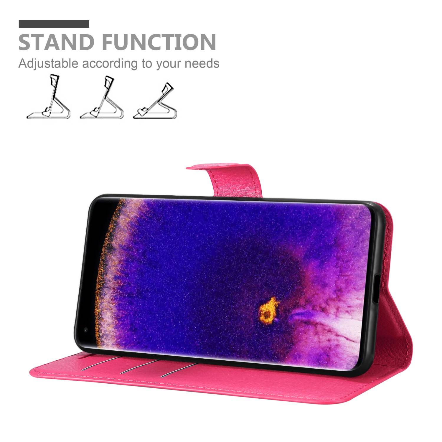 Cadorabo Hülle für Oppo FIND X5 PRO Schutz Hülle in Pink Handyhülle Etui Case Cover Magnetverschluss