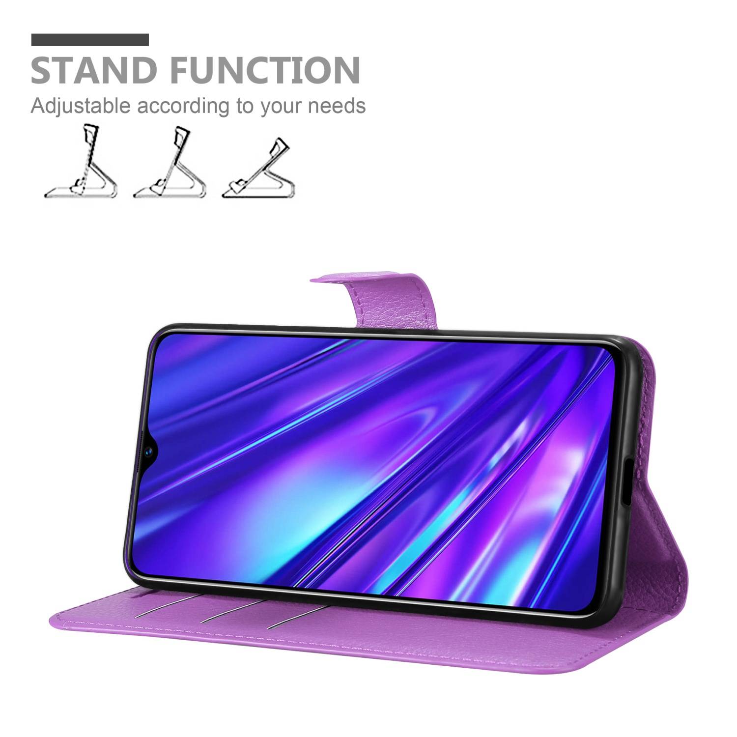 Cadorabo Hülle für Realme 5 / 5i / 6i / C3 Schutz Hülle in Lila Handyhülle Etui Case Cover Magnetverschluss