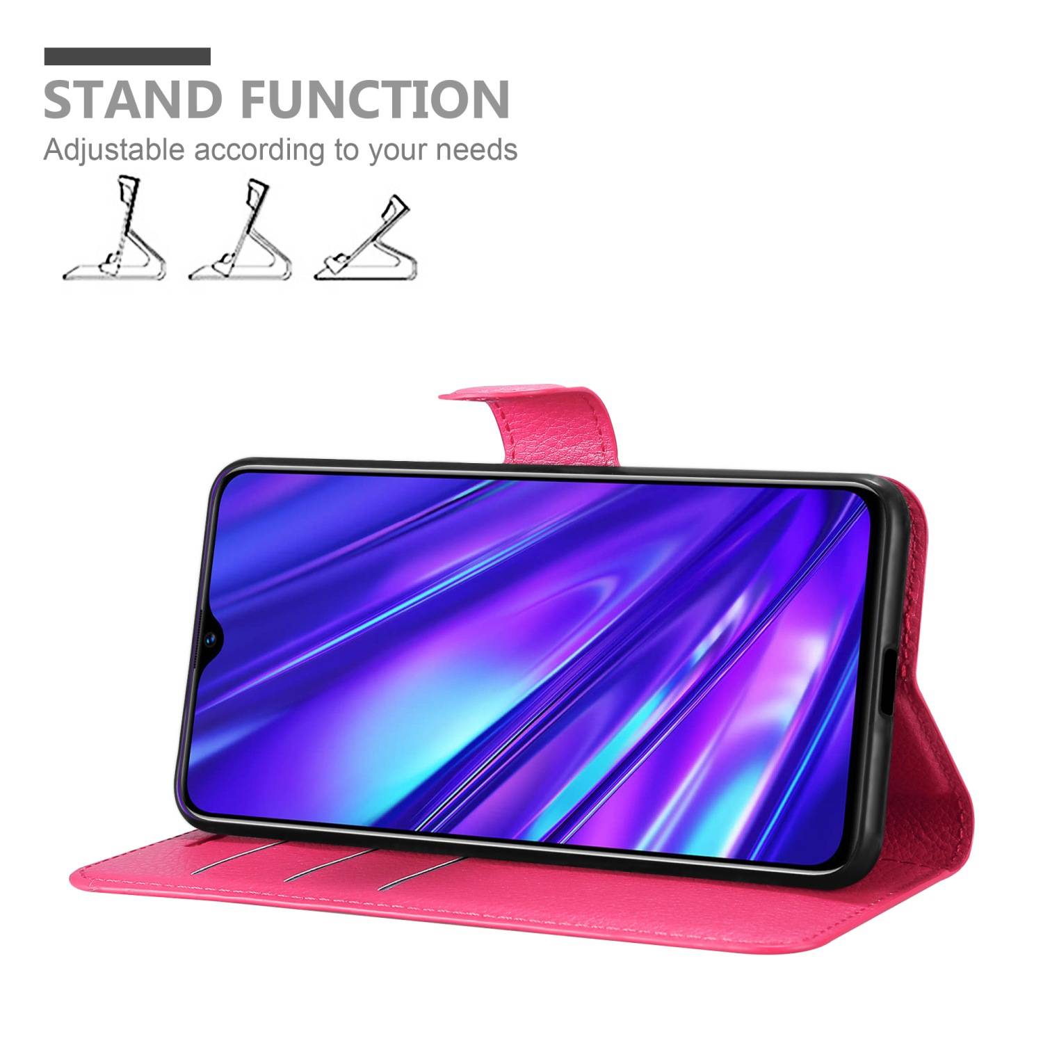 Cadorabo Hülle für Realme 5 / 5i / 6i / C3 Schutz Hülle in Pink Handyhülle Etui Case Cover Magnetverschluss