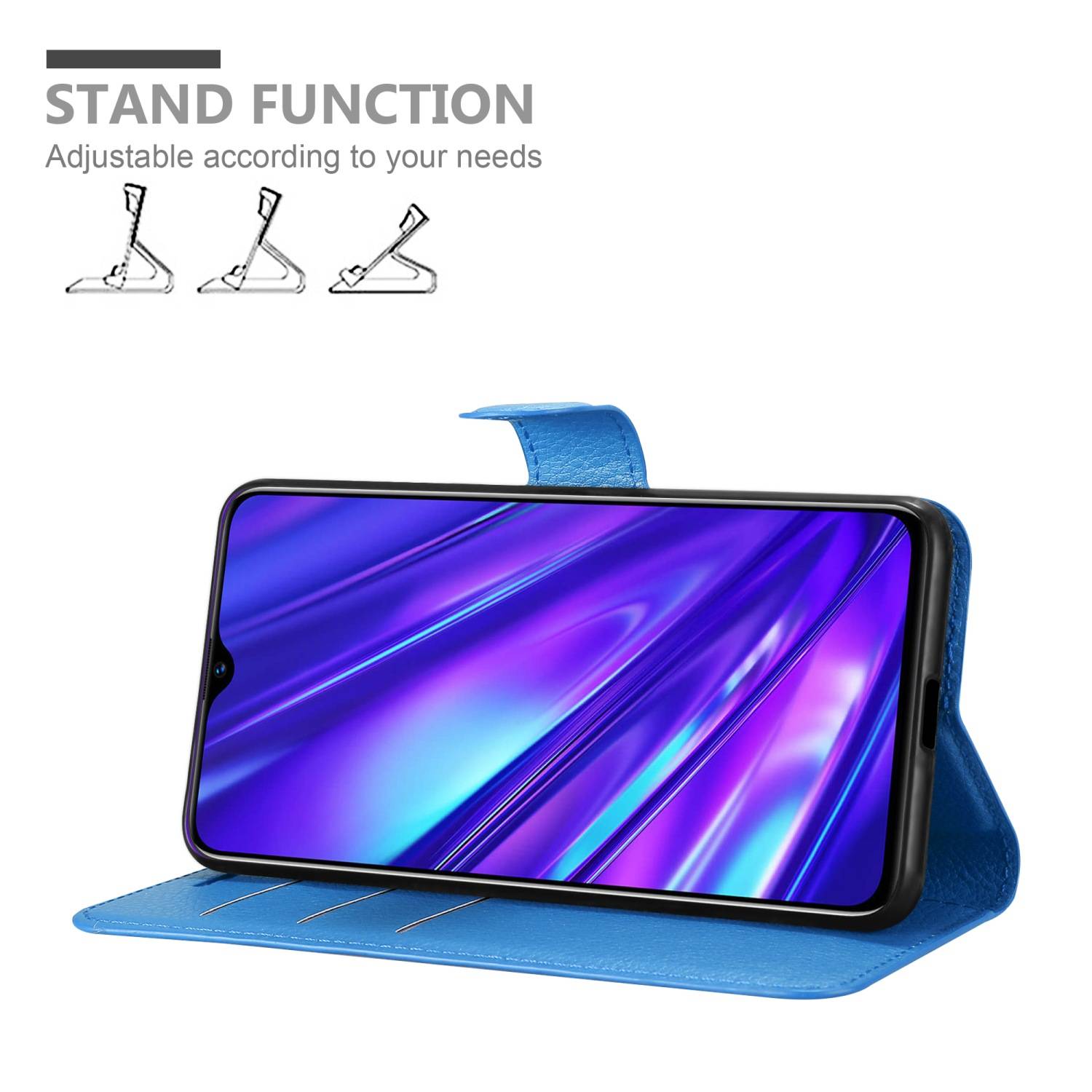 Cadorabo Hülle für Realme 5 / 5i / 6i / C3 Schutz Hülle in Blau Handyhülle Etui Case Cover Magnetverschluss