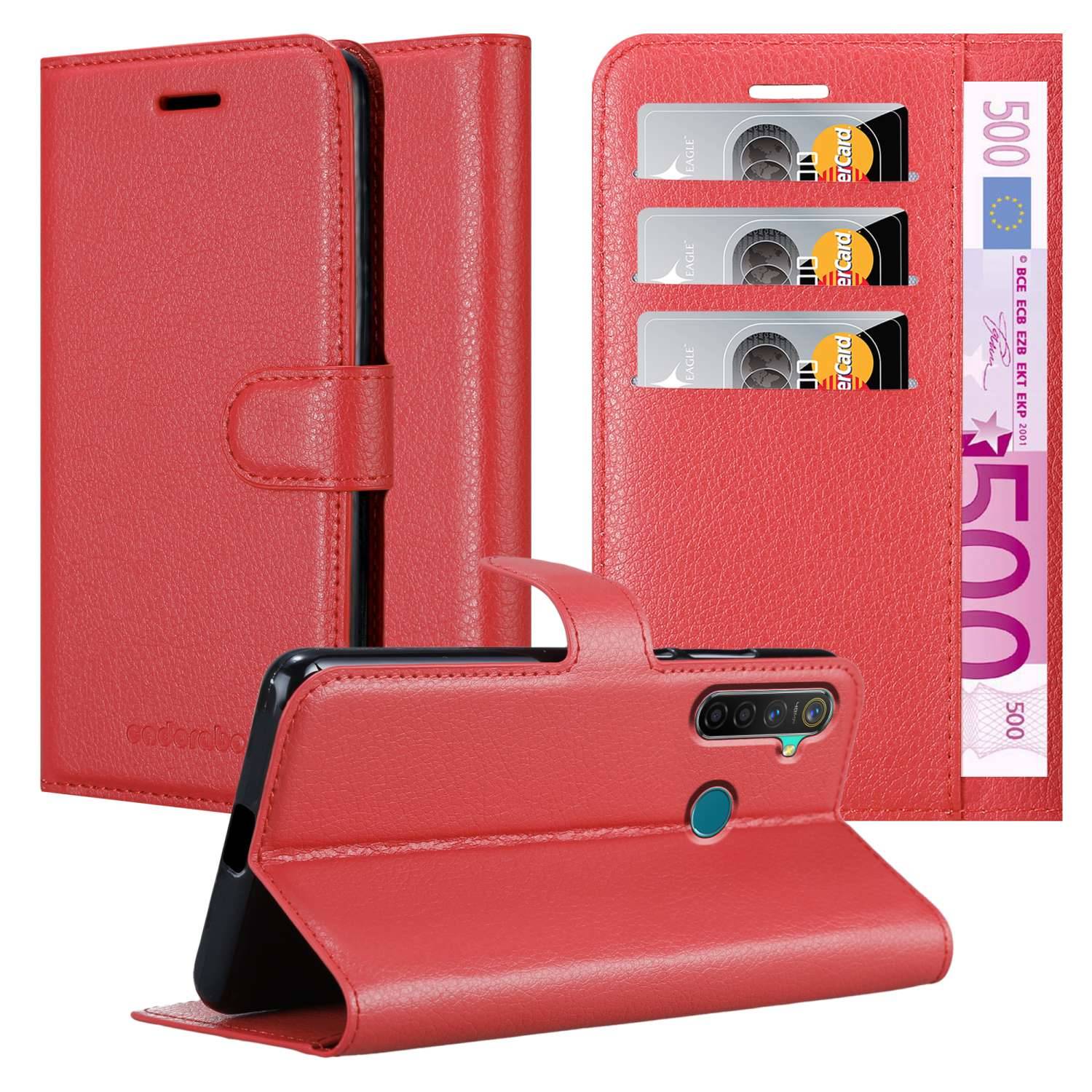 Cadorabo Hülle für Realme 5 PRO / Realme Q Schutz Hülle in Rot Handyhülle Etui Case Cover Magnetverschluss