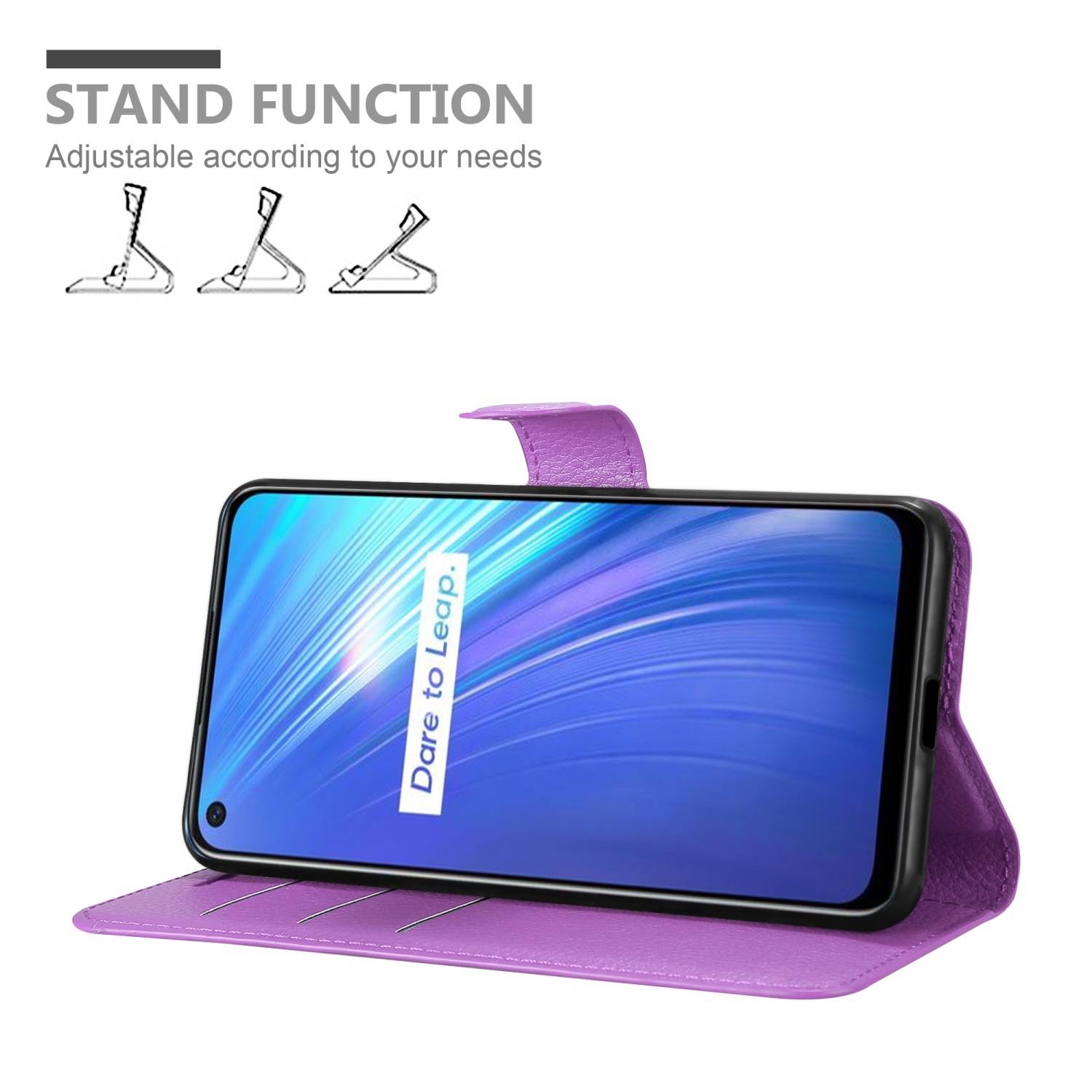 Cadorabo Hülle für Realme 6 4G / 6s Schutz Hülle in Lila Handyhülle Etui Case Cover Magnetverschluss