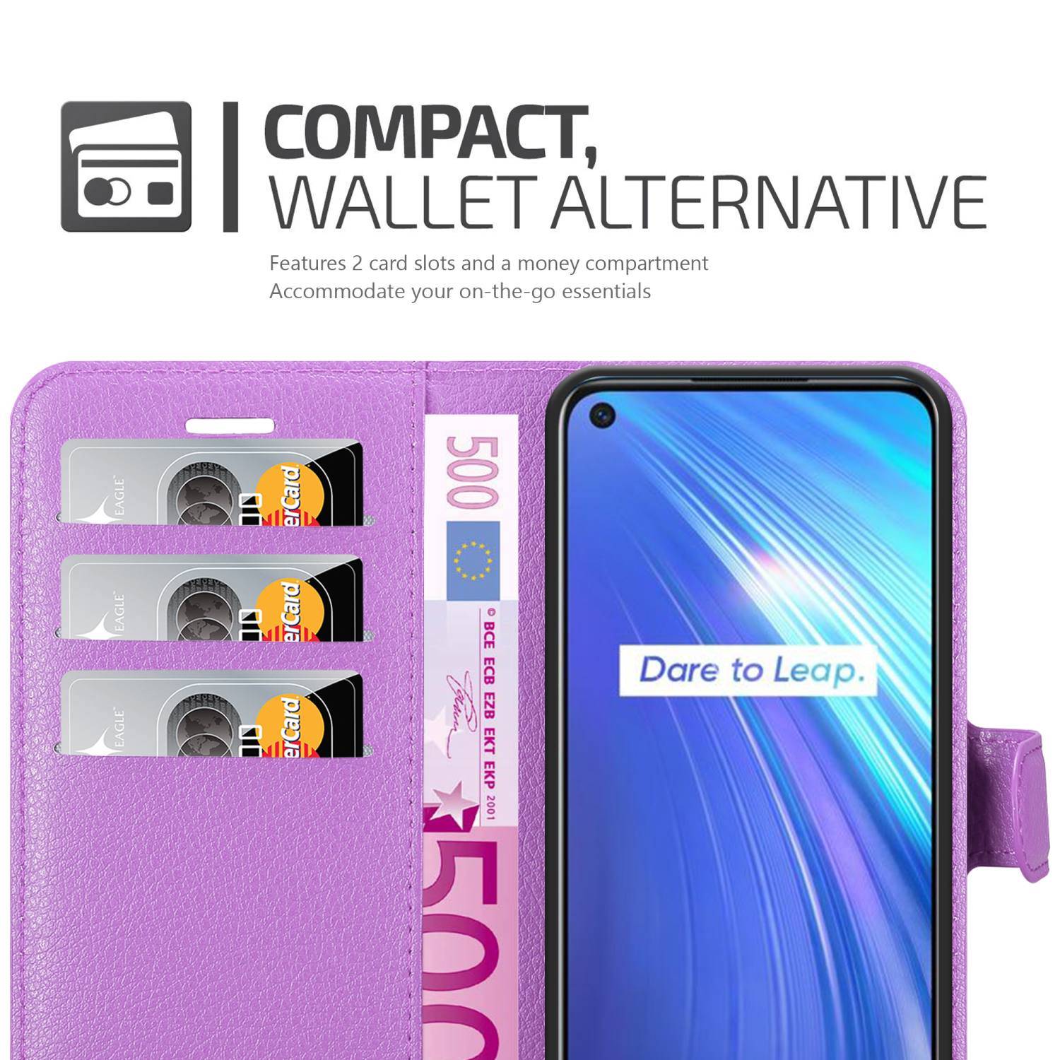 Cadorabo Hülle für Realme 6 4G / 6s Schutz Hülle in Lila Handyhülle Etui Case Cover Magnetverschluss