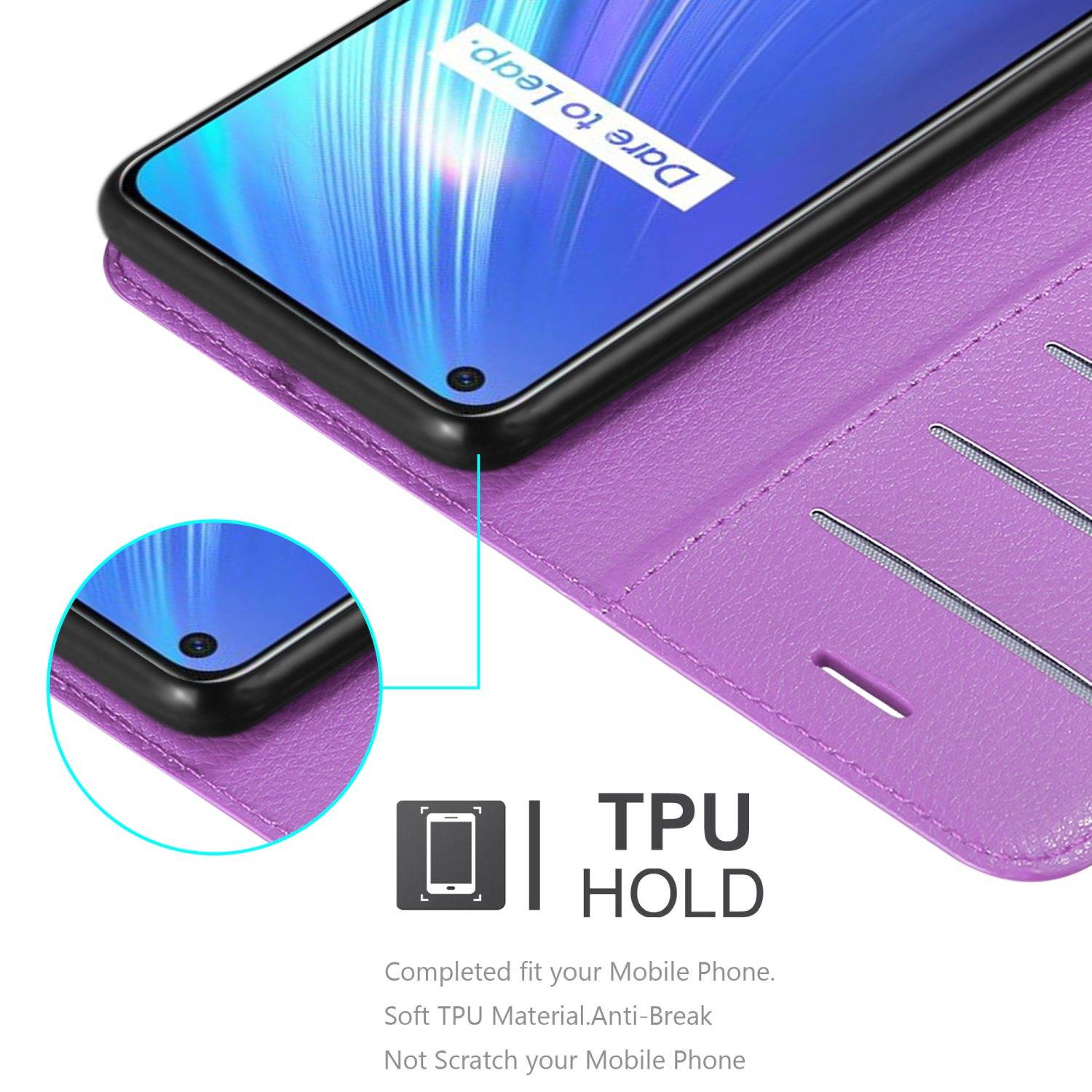 Cadorabo Hülle für Realme 6 4G / 6s Schutz Hülle in Lila Handyhülle Etui Case Cover Magnetverschluss