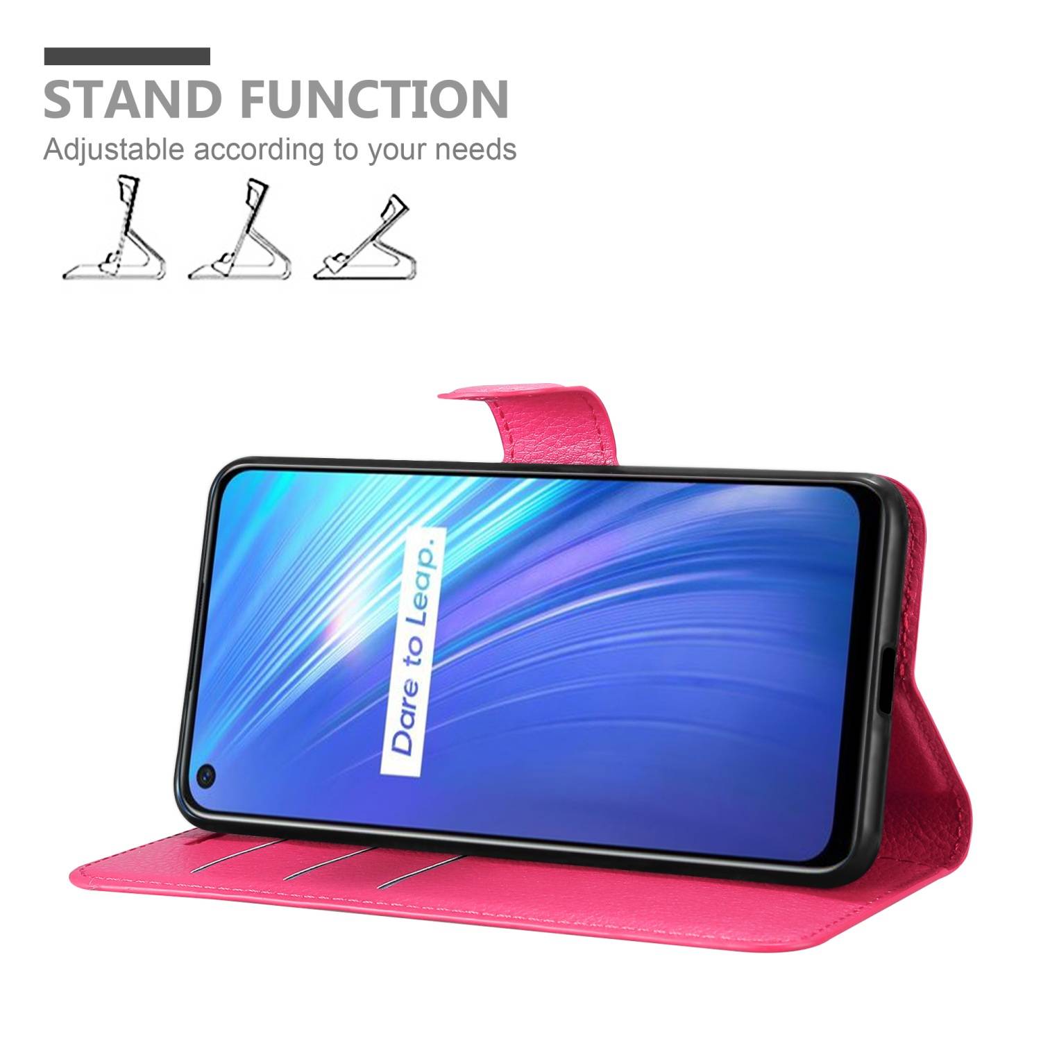 Cadorabo Hülle für Realme 6 4G / 6s Schutz Hülle in Pink Handyhülle Etui Case Cover Magnetverschluss