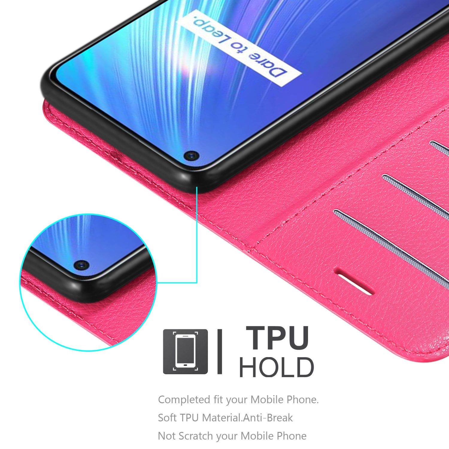 Cadorabo Hülle für Realme 6 4G / 6s Schutz Hülle in Pink Handyhülle Etui Case Cover Magnetverschluss