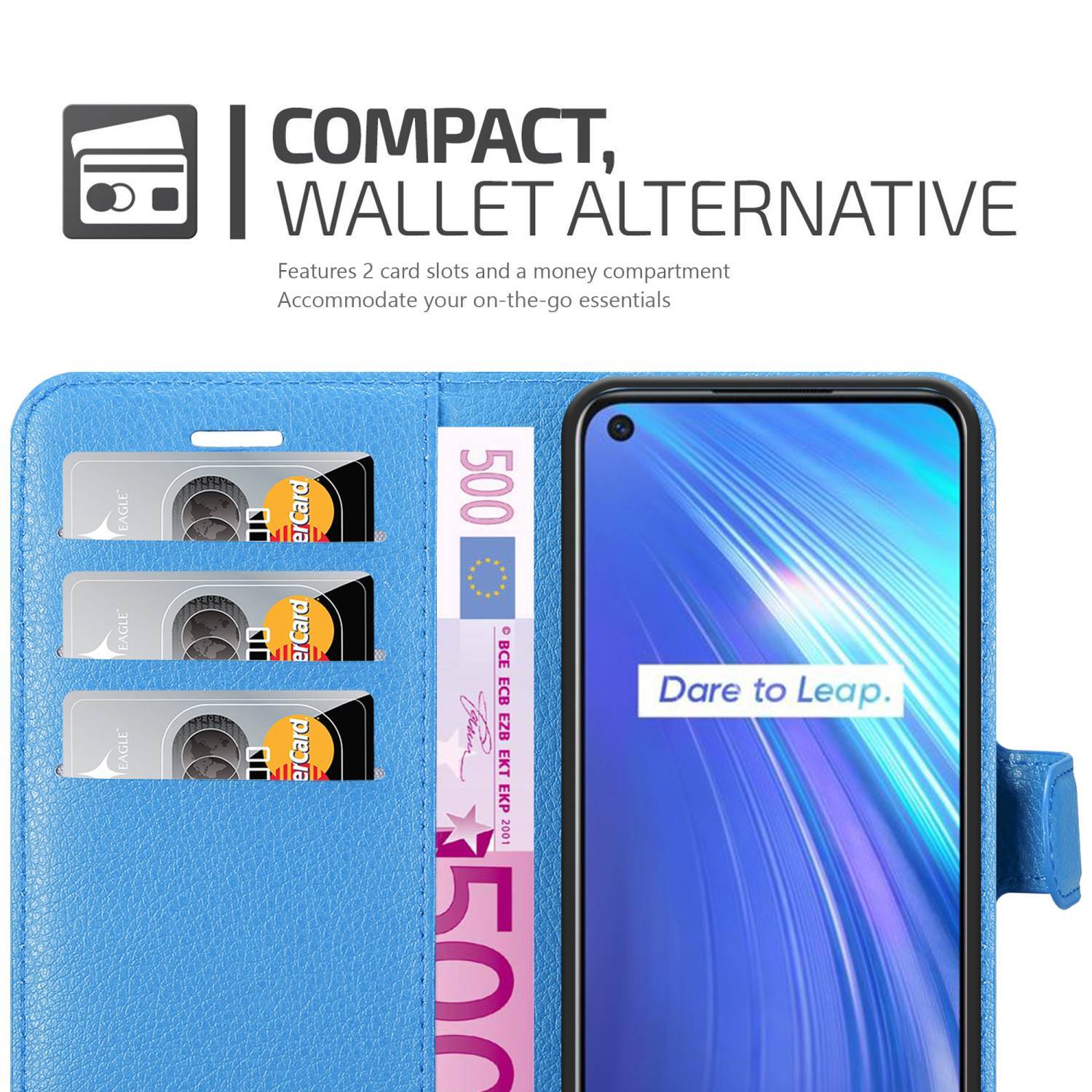Cadorabo Hülle für Realme 6 4G / 6s Schutz Hülle in Blau Handyhülle Etui Case Cover Magnetverschluss