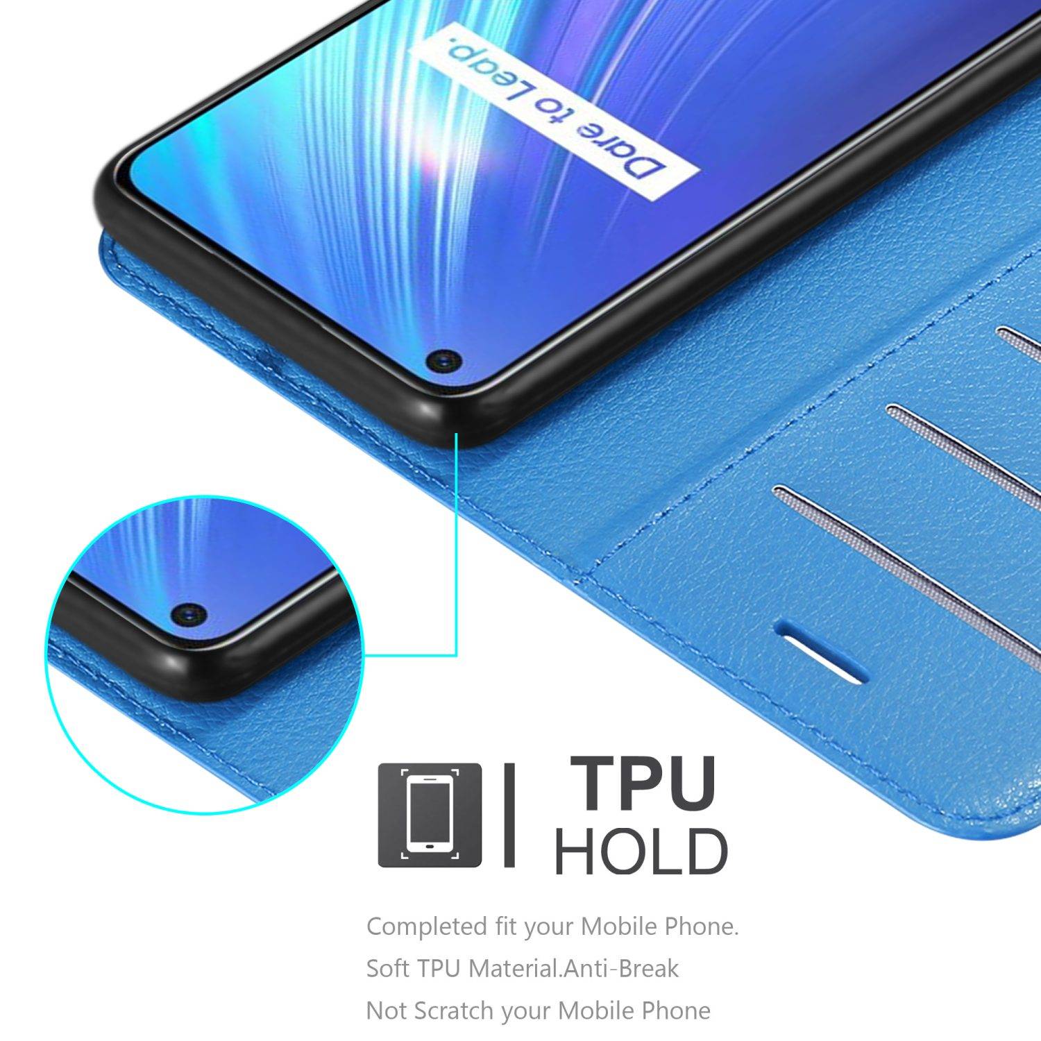 Cadorabo Hülle für Realme 6 4G / 6s Schutz Hülle in Blau Handyhülle Etui Case Cover Magnetverschluss