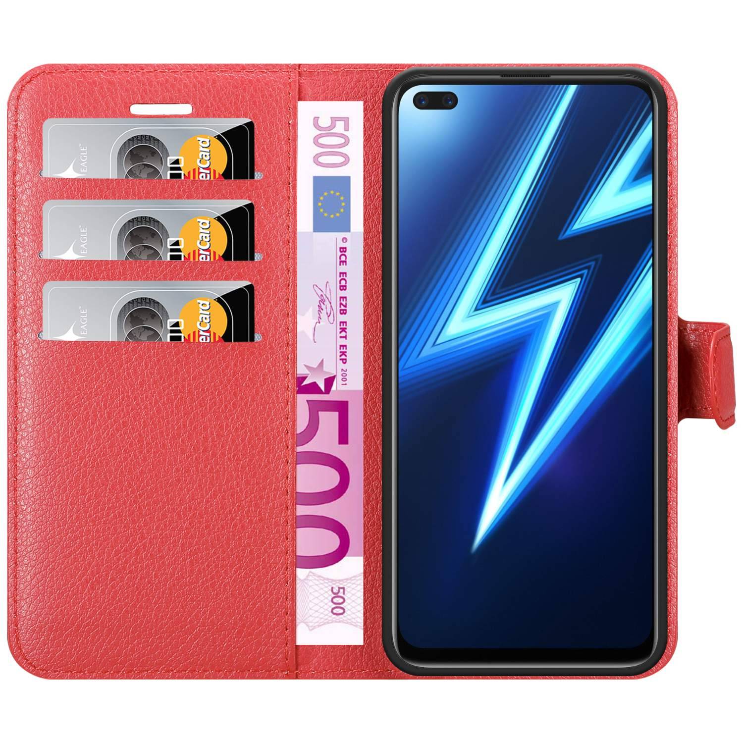 Cadorabo Hülle für Realme 6 PRO Schutz Hülle in Rot Handyhülle Etui Case Cover Magnetverschluss
