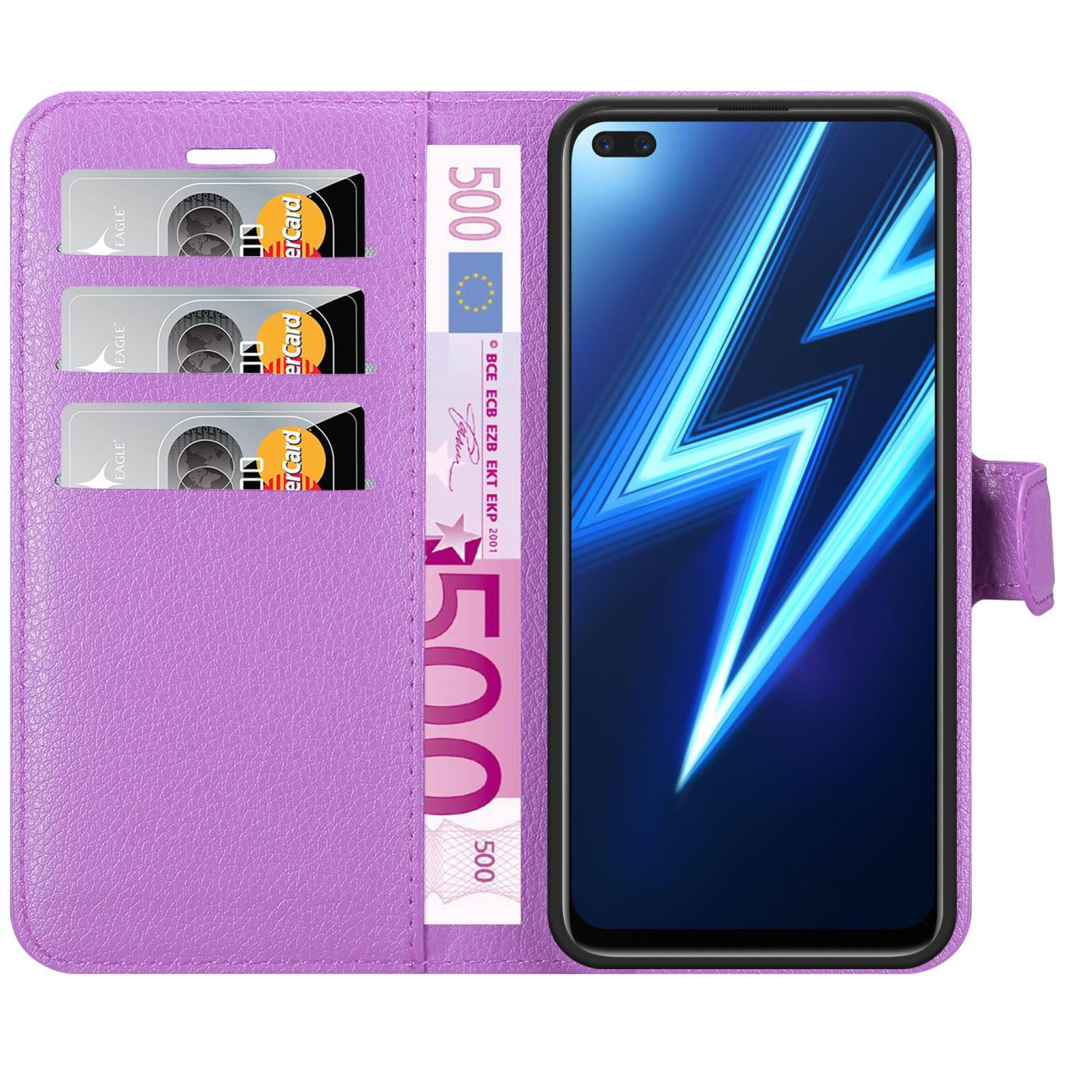 Cadorabo Hülle für Realme 6 PRO Schutz Hülle in Lila Handyhülle Etui Case Cover Magnetverschluss