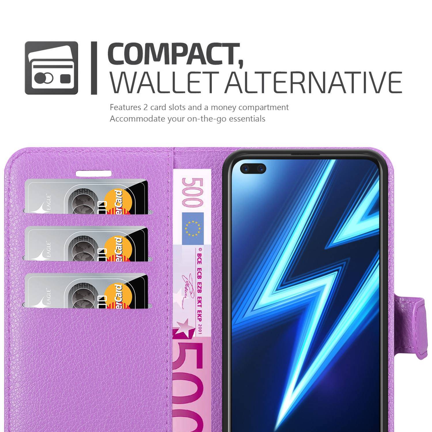 Cadorabo Hülle für Realme 6 PRO Schutz Hülle in Lila Handyhülle Etui Case Cover Magnetverschluss