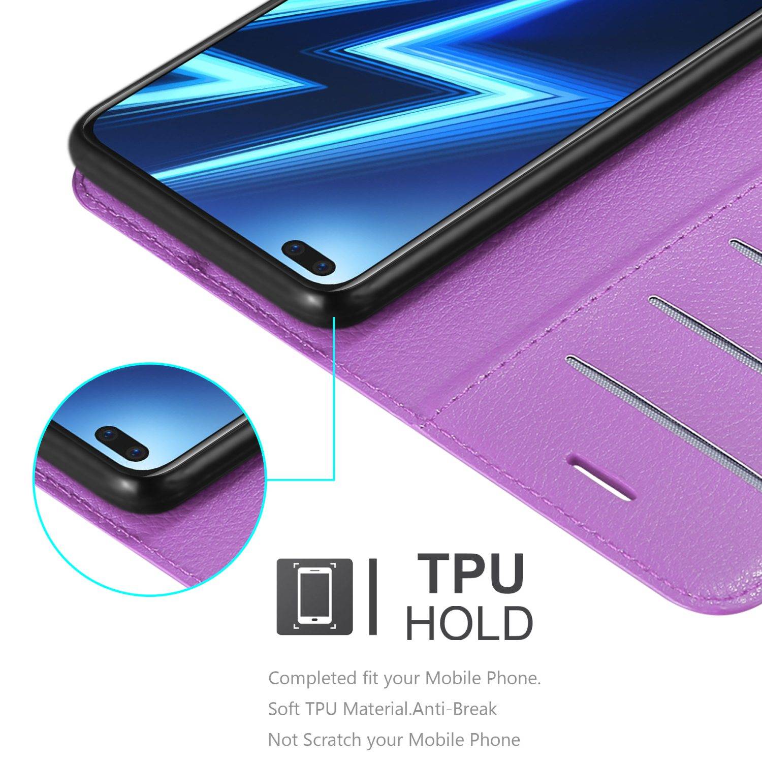 Cadorabo Hülle für Realme 6 PRO Schutz Hülle in Lila Handyhülle Etui Case Cover Magnetverschluss
