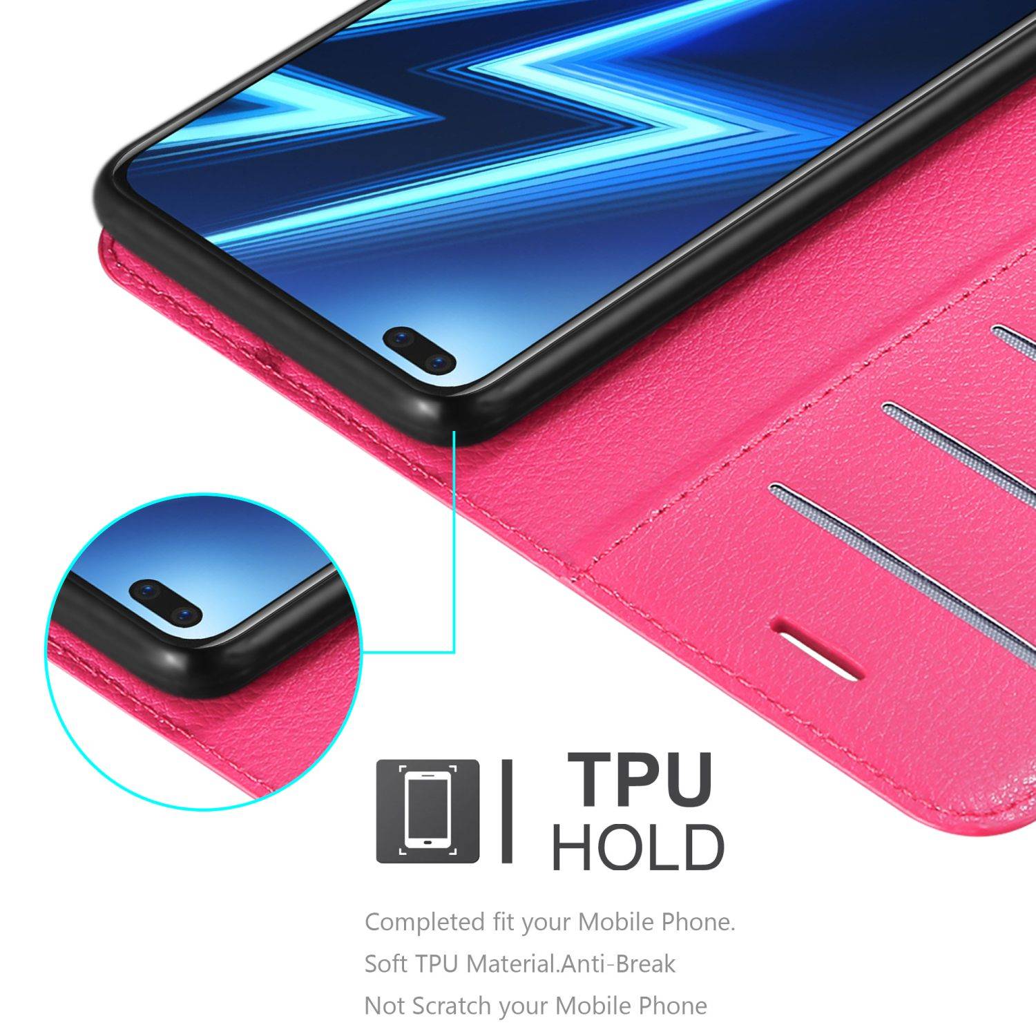 Cadorabo Hülle für Realme 6 PRO Schutz Hülle in Pink Handyhülle Etui Case Cover Magnetverschluss
